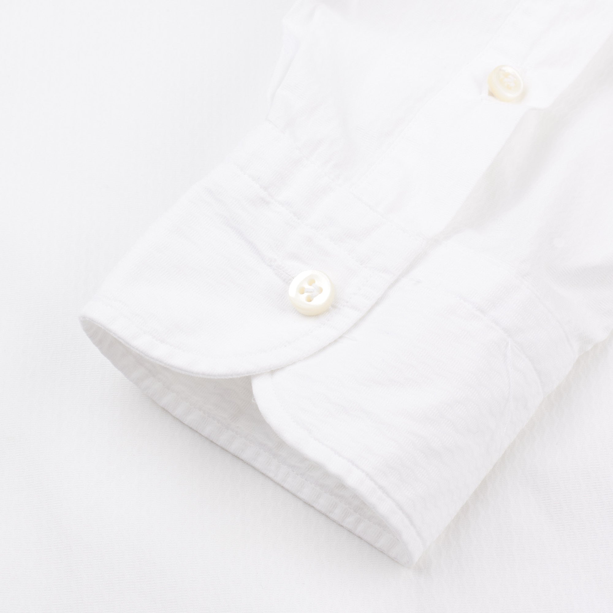 VINCENZO DI RUGGIERO Handmade White Jacquard Cotton Dress Shirt EU 40 US 15.75 VINCENZO DI RUGGIERO