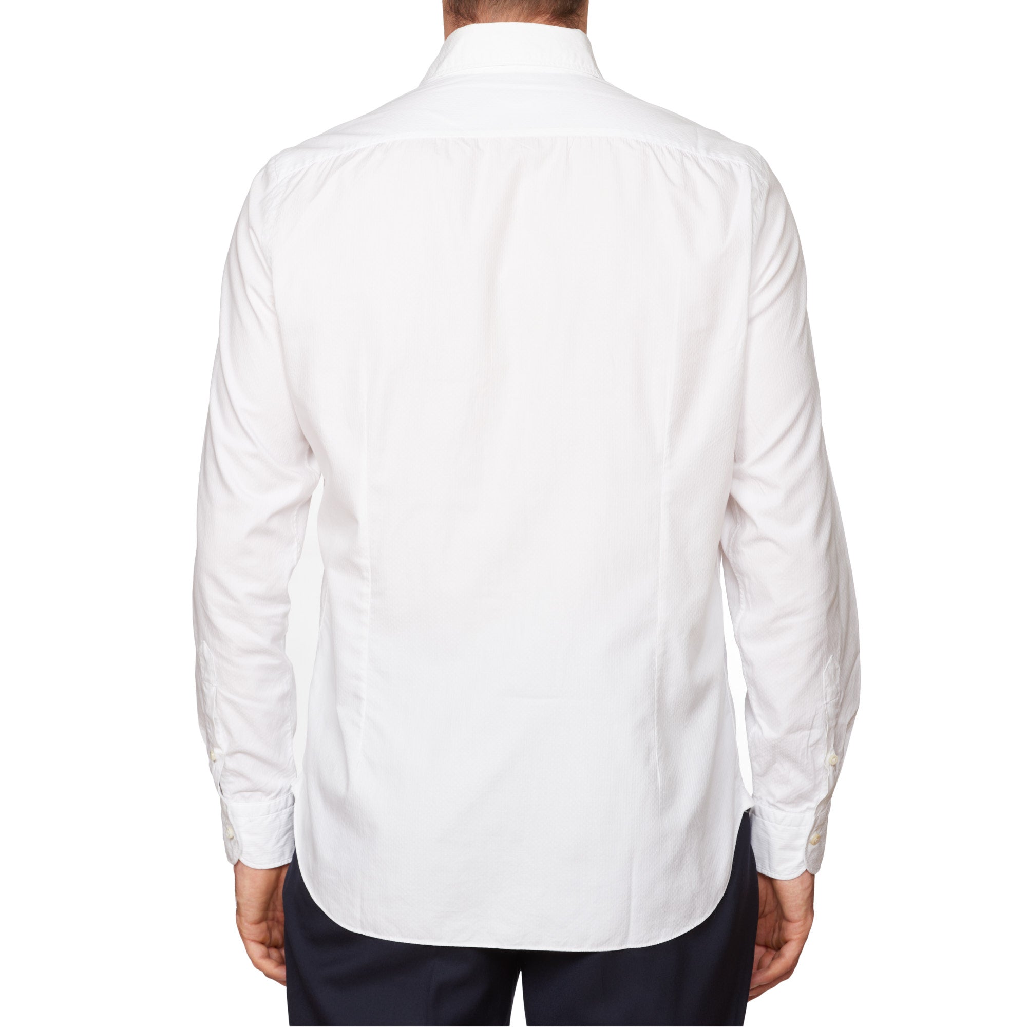 VINCENZO DI RUGGIERO Handmade White Jacquard Cotton Dress Shirt EU 40 US 15.75 VINCENZO DI RUGGIERO