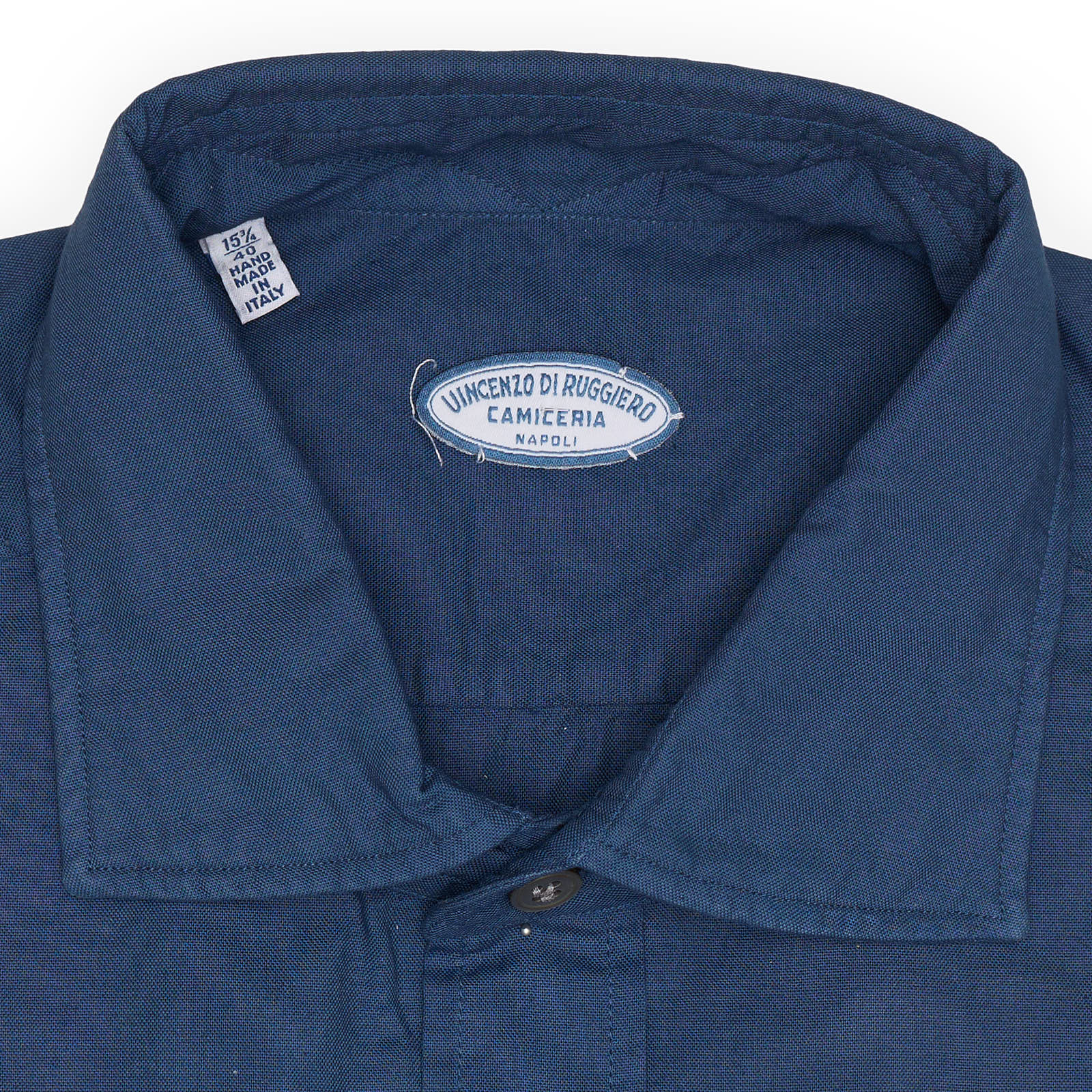 VINCENZO DI RUGGIERO Handmade Blue Cotton Dress Shirt EU 40 NEW US 15.75