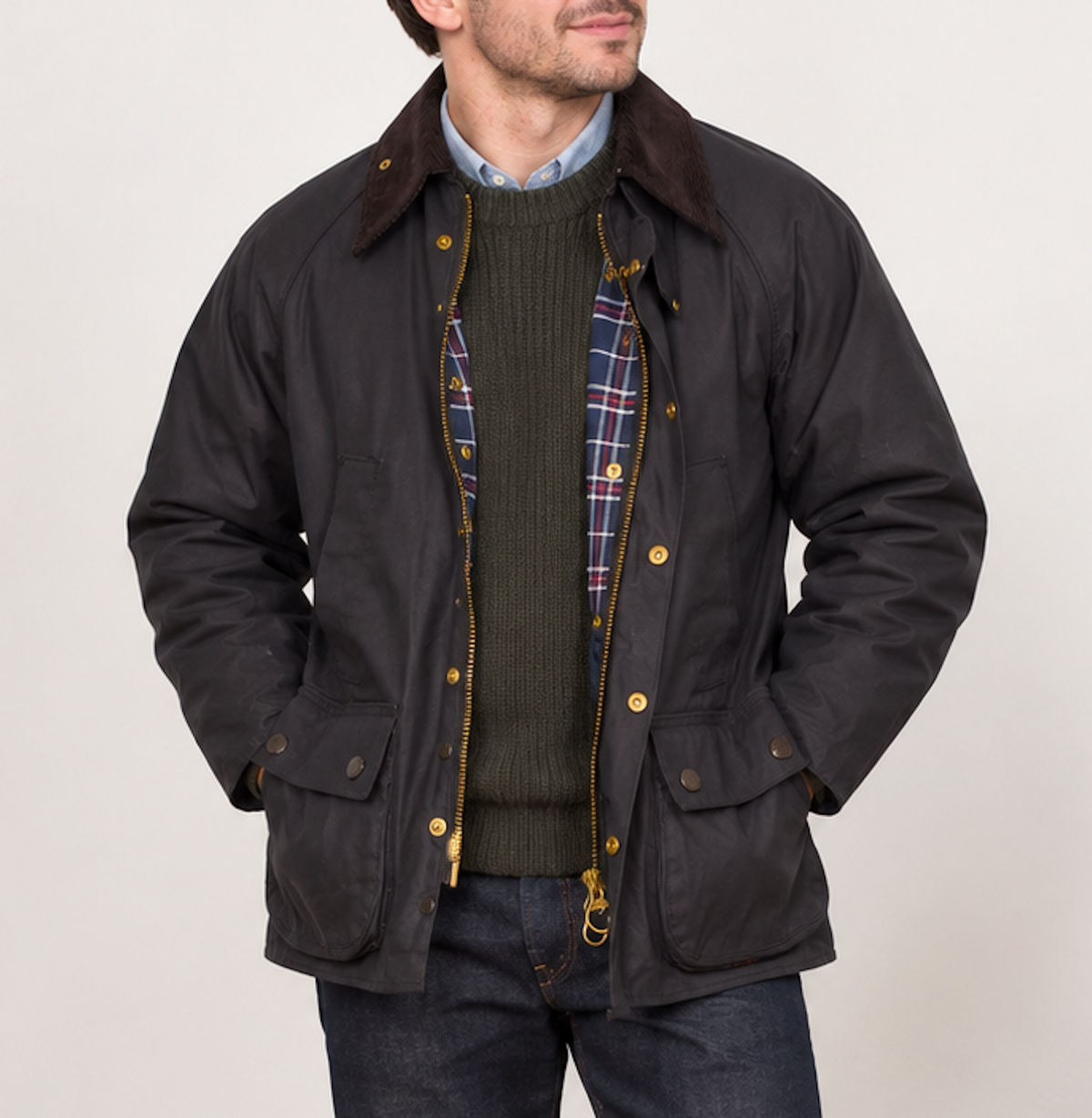 Vintage BARBOUR Bedale Navy Blue Waxed Jacket C38 S NOS 1990's