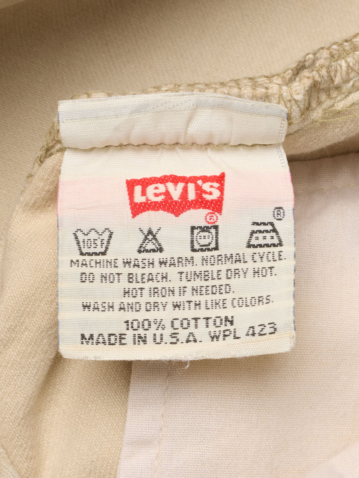 Vintage LEVI'S 501 Straight Fit Beige Cotton Jeans Made in USA