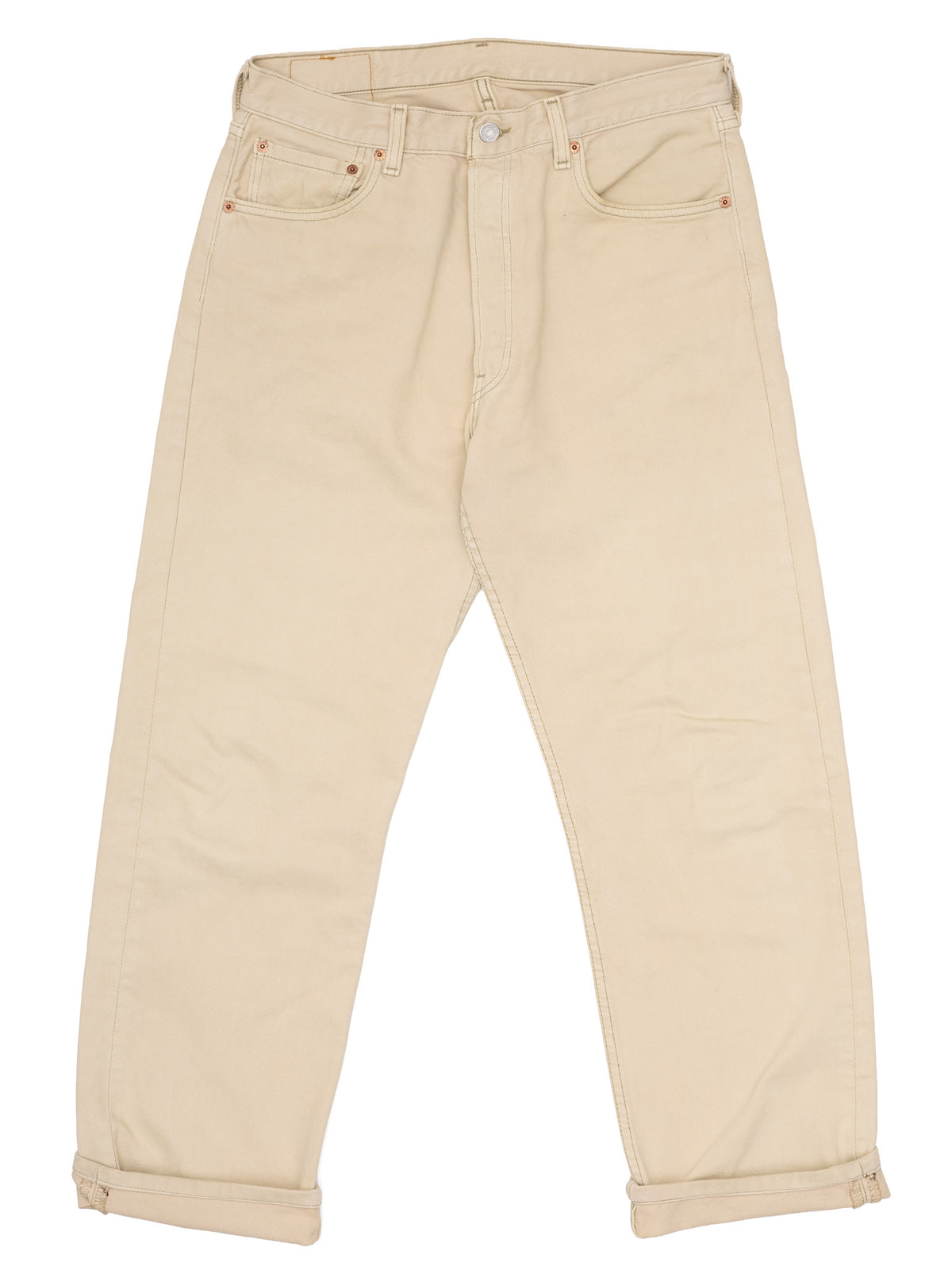 Vintage LEVI'S 501 Straight Fit Beige Cotton Jeans Made in USA