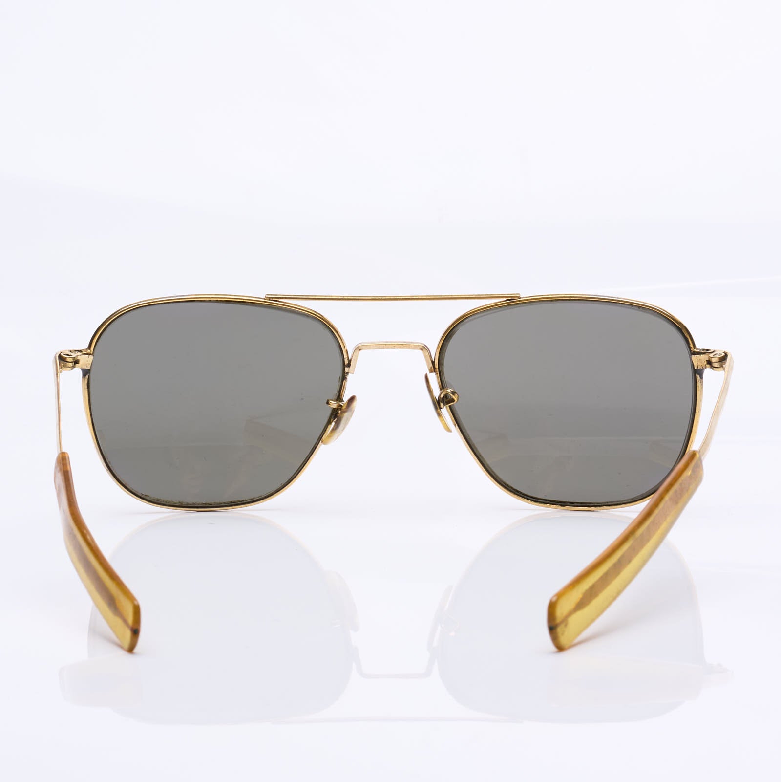 Vintage AMERICAN OPTICAL AO 5 1/2 Gold Plated Aviator Pilot Sunglasses USA