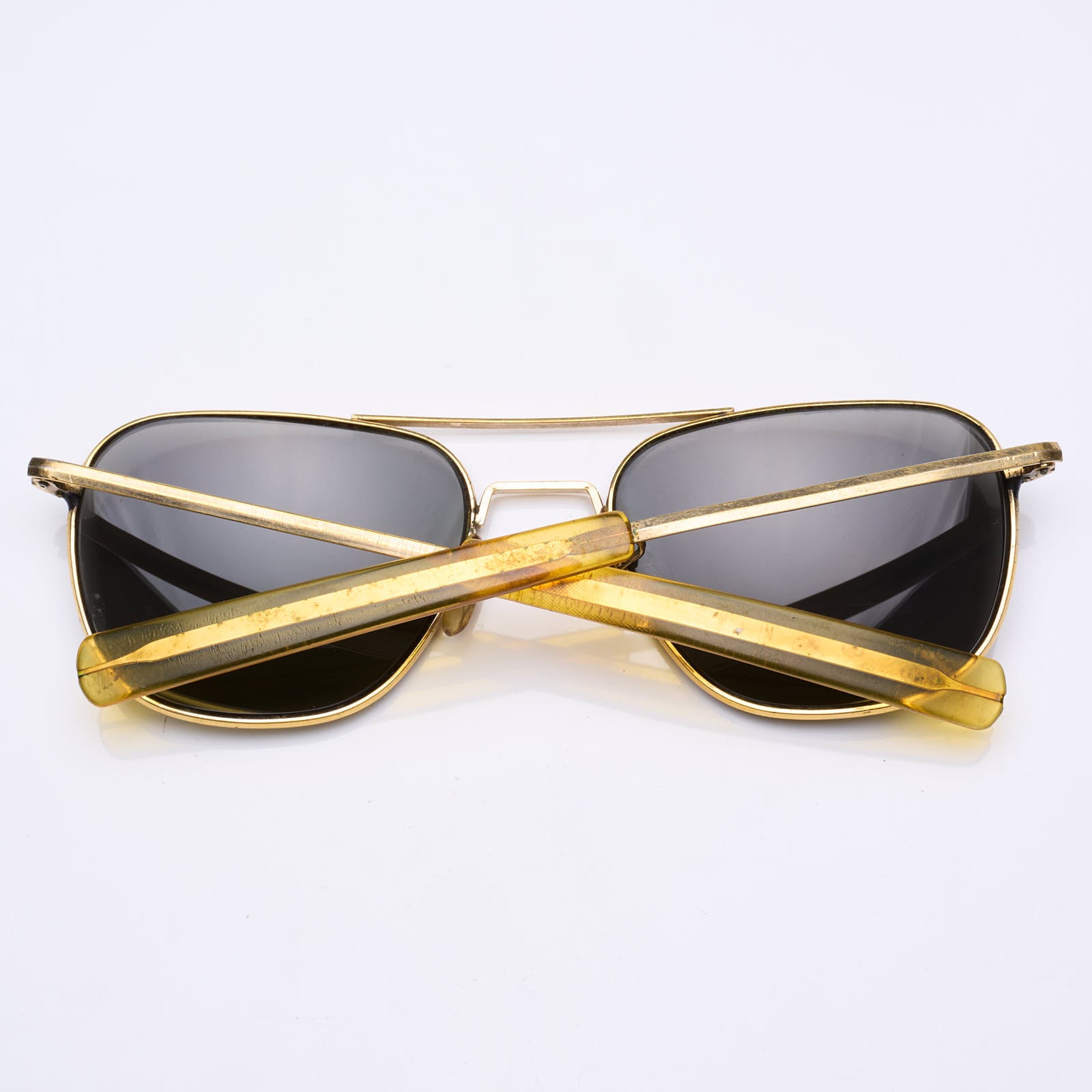 Vintage AMERICAN OPTICAL AO 5 1/2 Gold Plated Aviator Pilot Sunglasses USA