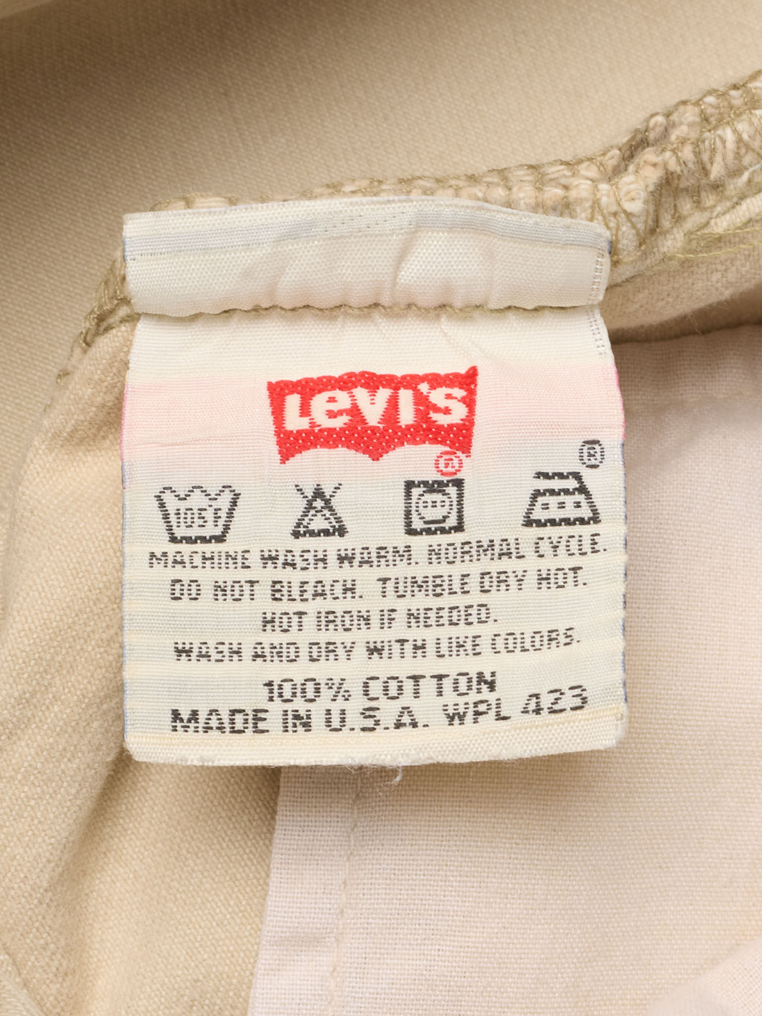 Vintage LEVI'S 501 Straight Fit Beige Cotton Jeans Made in USA