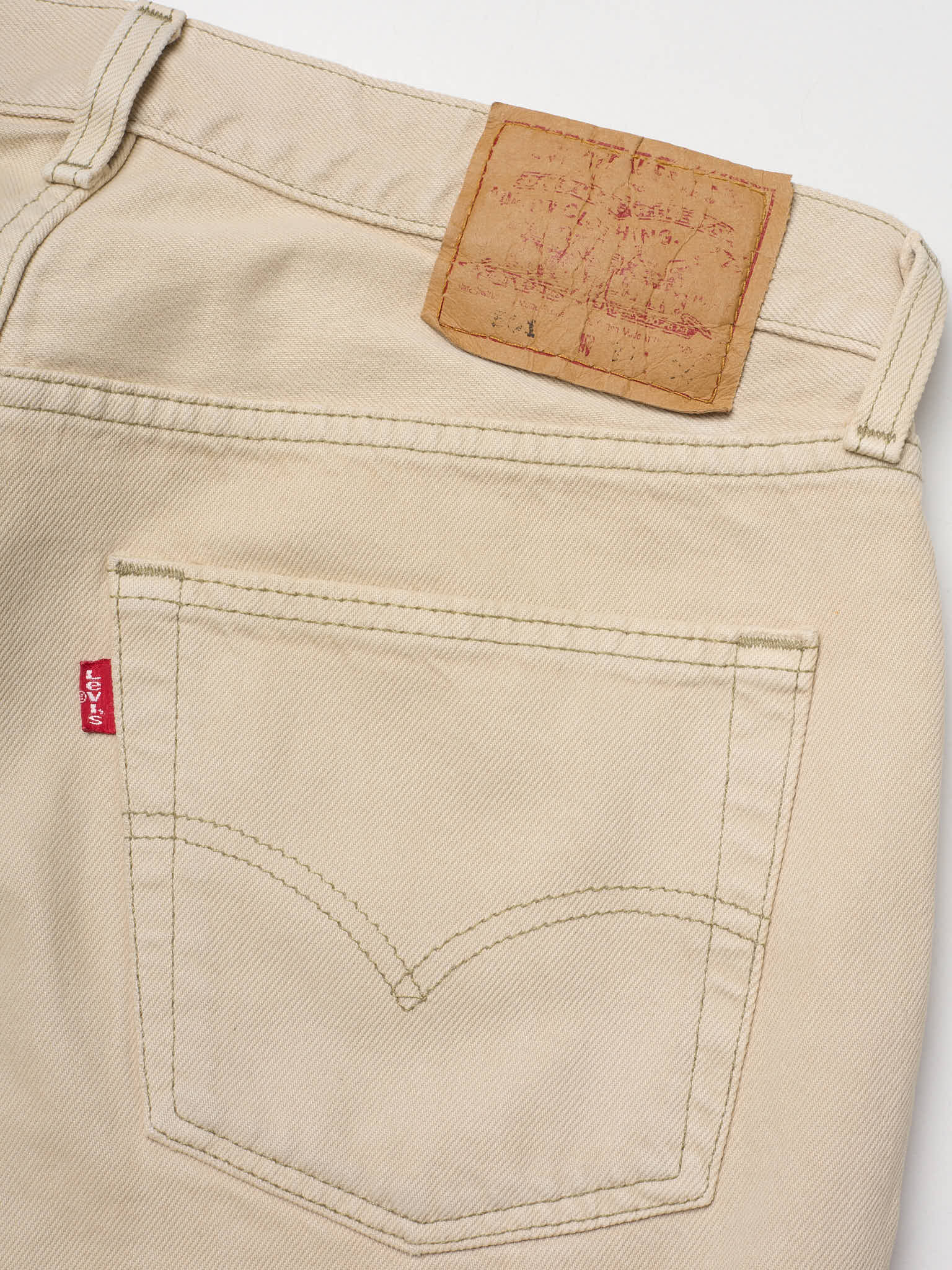 Vintage LEVI'S 501 Straight Fit Beige Cotton Jeans Made in USA