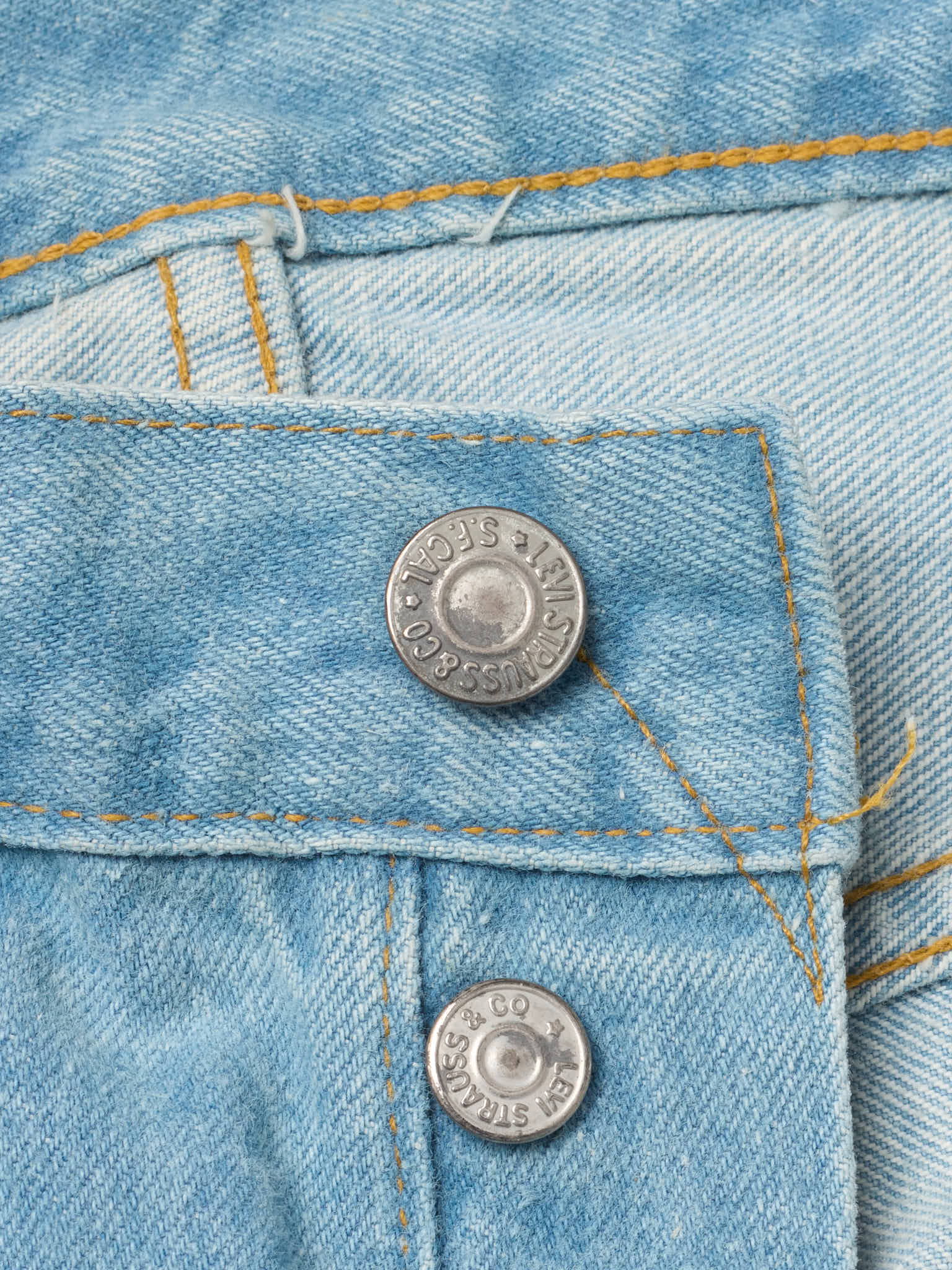 Vintage 1998 LEVI'S 501 Valencia St. Light Blue Cotton Jeans Made in USA LVC NOS