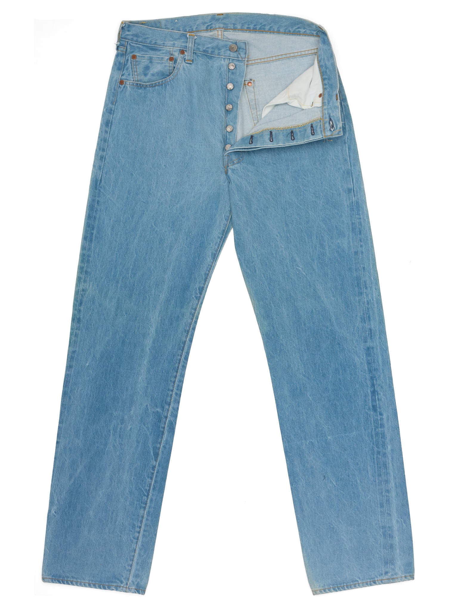 Vintage 1998 LEVI'S 501 Valencia St. Light Blue Cotton Jeans Made in USA LVC NOS