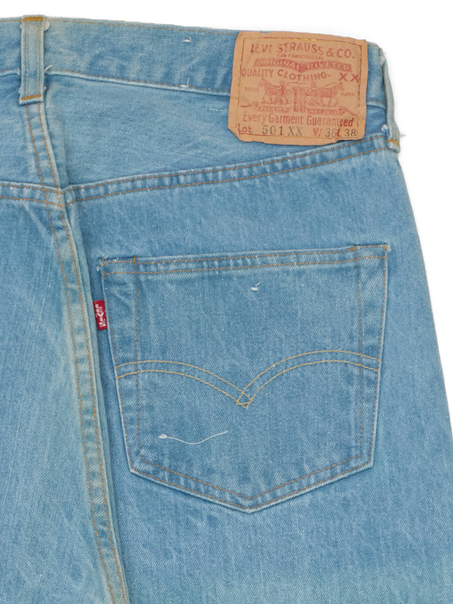 Vintage 1998 LEVI'S 501 Valencia St. Light Blue Cotton Jeans Made in USA LVC NOS