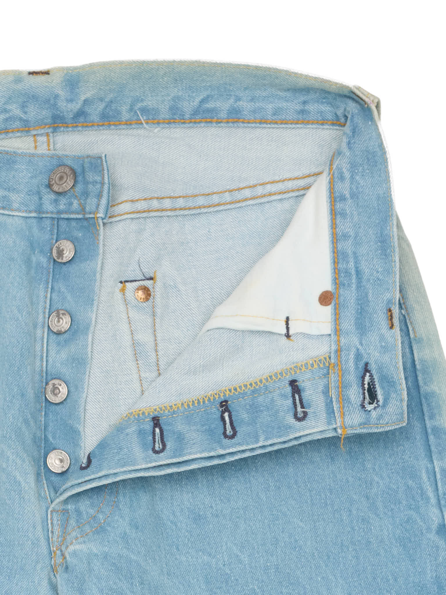 Vintage 1998 LEVI'S 501XX Valencia St. Light Blue Cotton Jeans Made in USA LVC `NOS