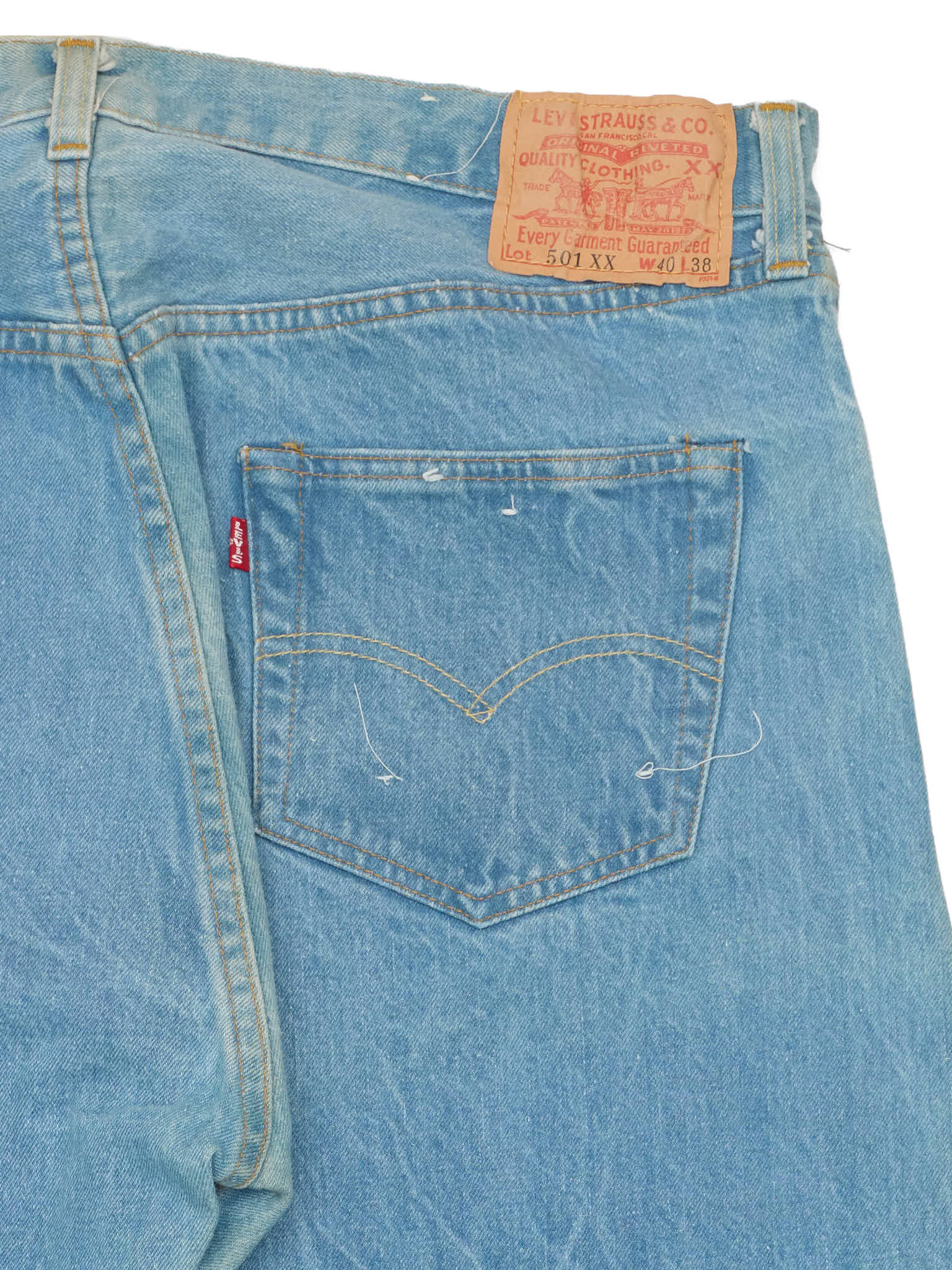 Vintage 1998 LEVI'S 501 XX Valencia St. Light Blue Cotton Jeans Made in USA LVC NOS
