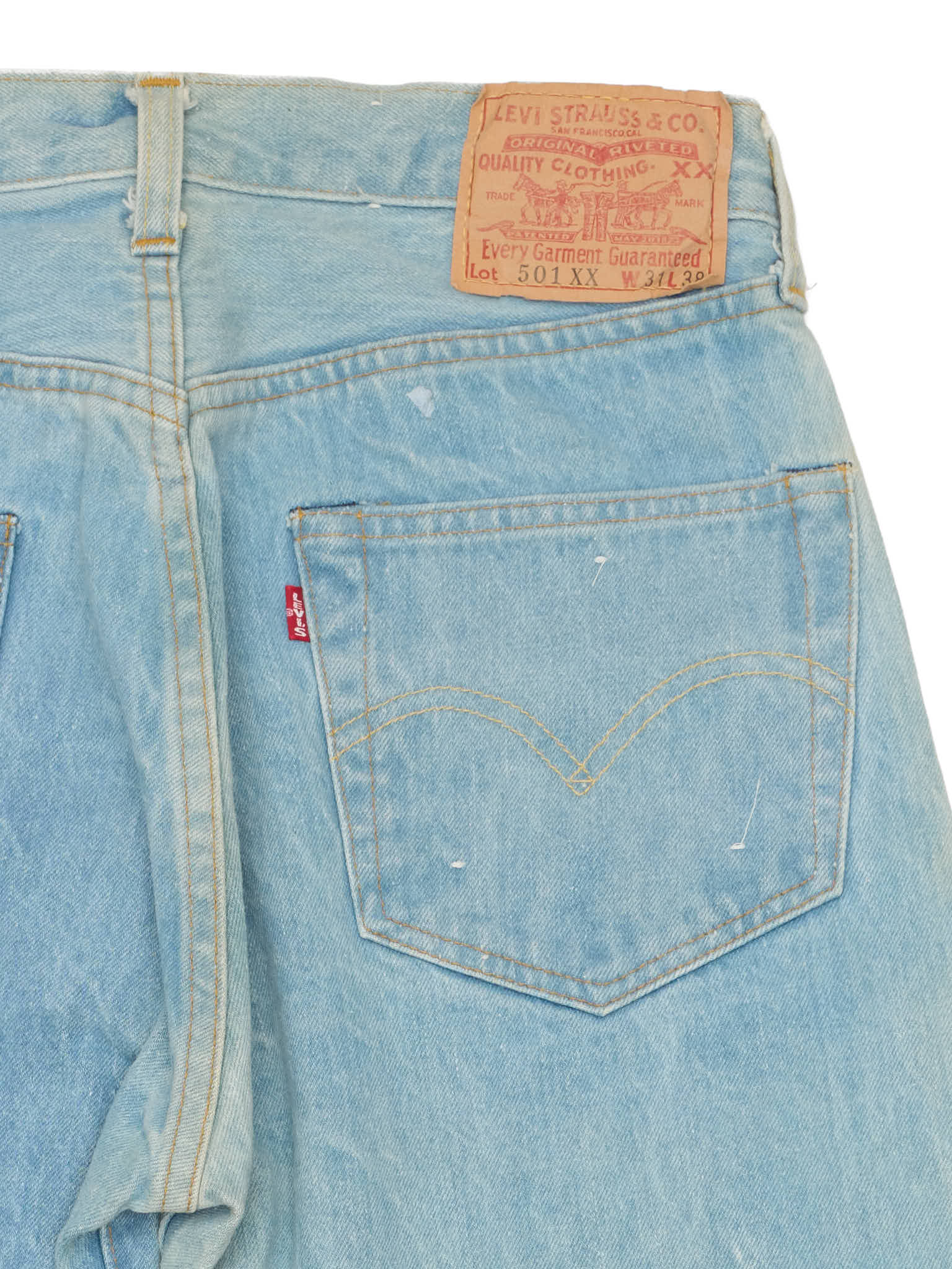 Vintage 1998 LEVI'S 501XX Valencia St. Light Blue Cotton Jeans Made in USA LVC `NOS