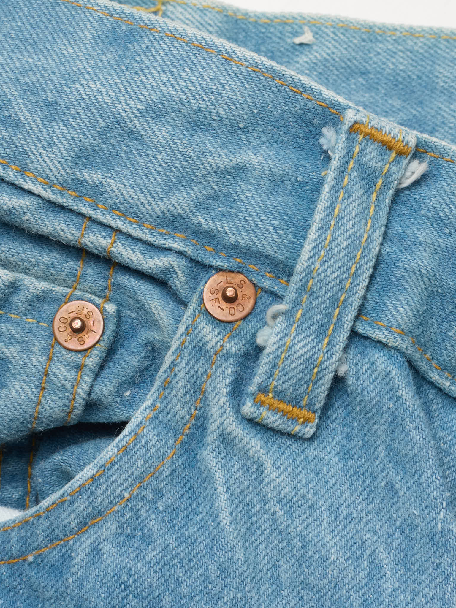 Vintage 1998 LEVI'S 501 XX Valencia St. Light Blue Cotton Jeans Made in USA LVC NOS
