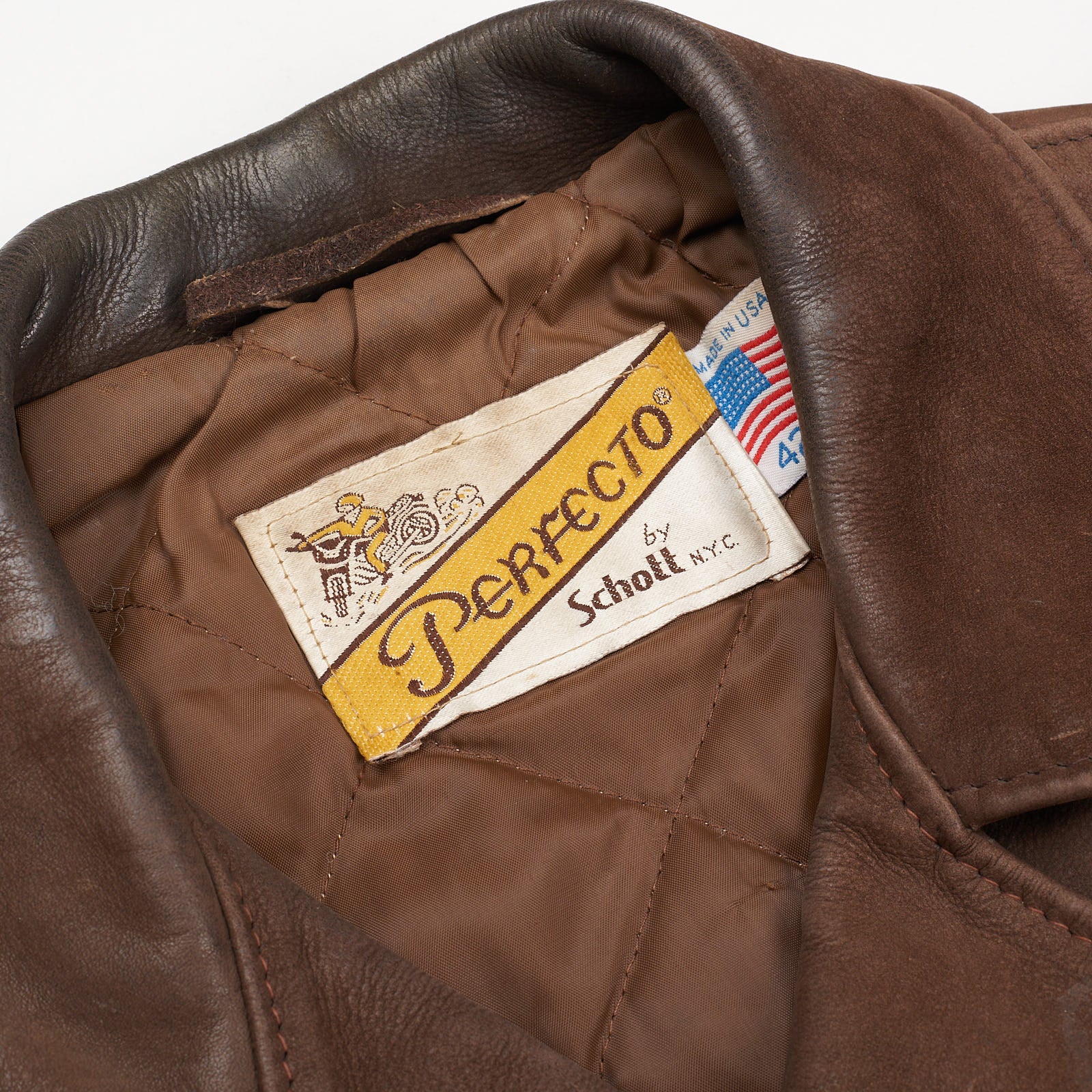 Vintage SCHOTT PERFECTO 150 Brown Steerhide Asymmetrical Biker Jacket Size 42 SCHOTT