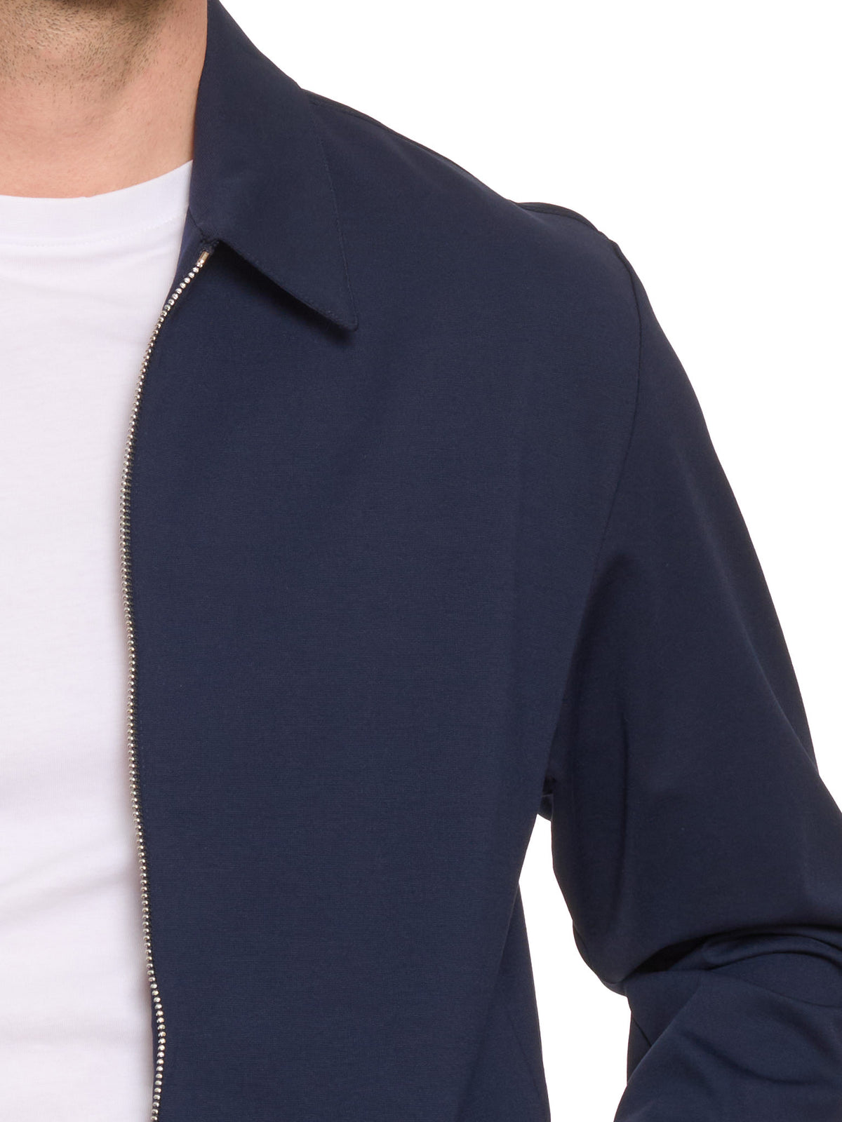 PIETRA SALATA Napoli "Niky" Blue Cotton Stretch Harrington Jacket NEW