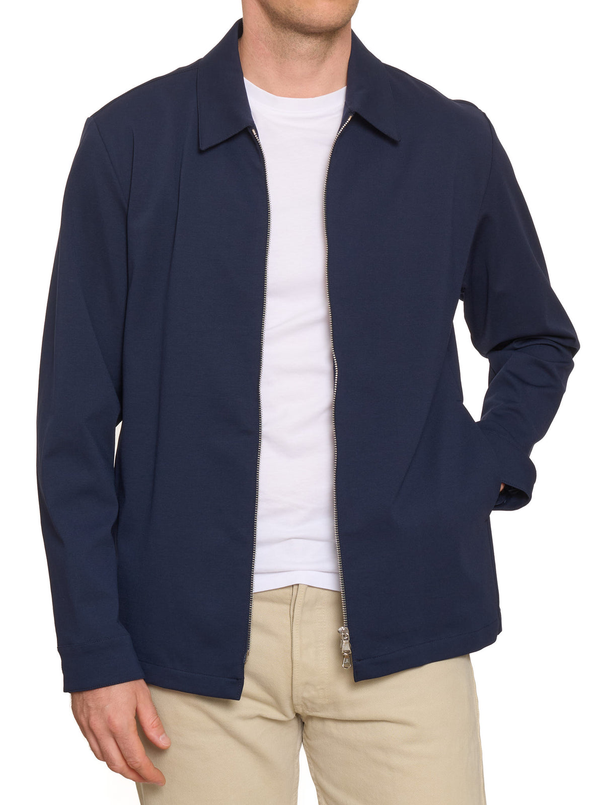 PIETRA SALATA Napoli "Niky" Blue Cotton Stretch Harrington Jacket NEW