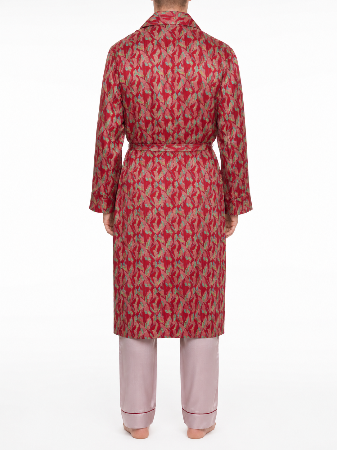 VANNUCCI Milano Luxury Red Paisley Silk Dressing Gown Robe NEW Vintage XL
