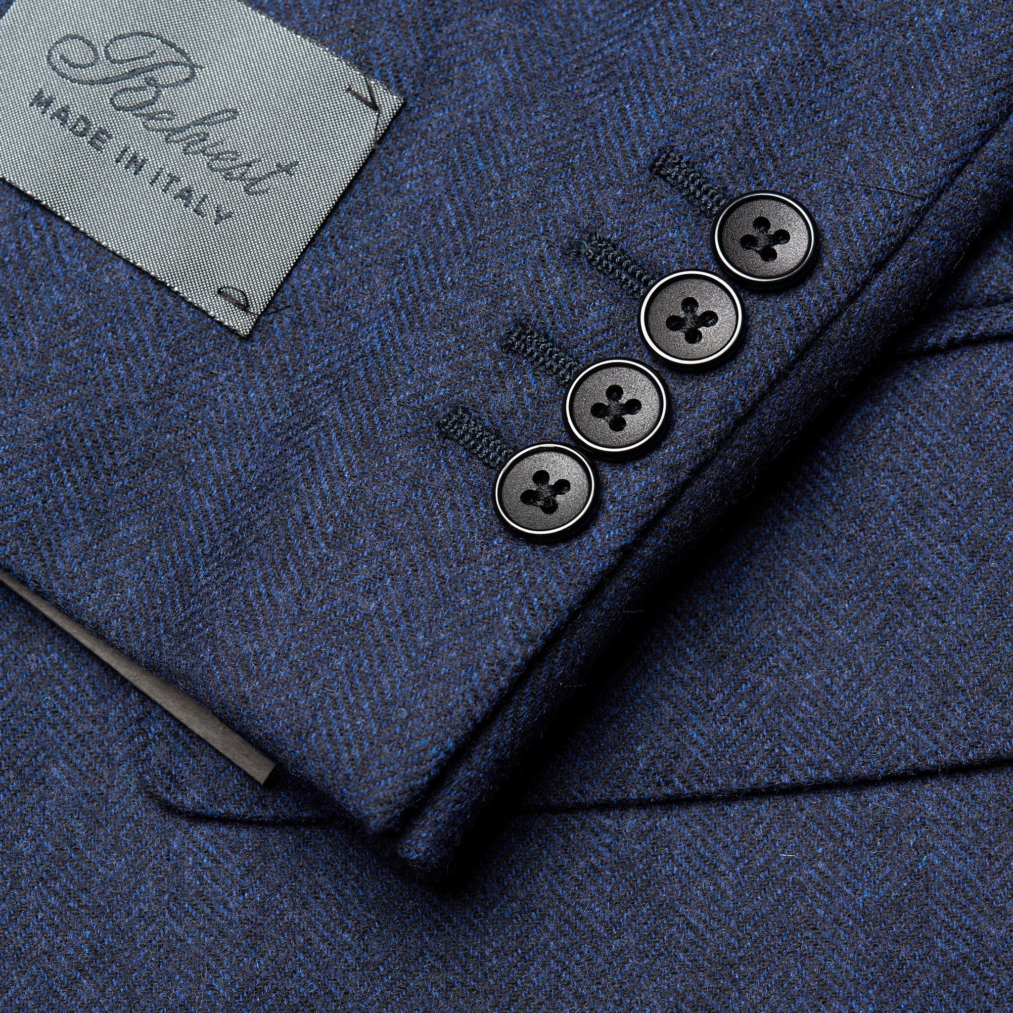 BELVEST Handmade Blue Herringbone Wool Blend Flannel Jacket EU 50 NEW US 40