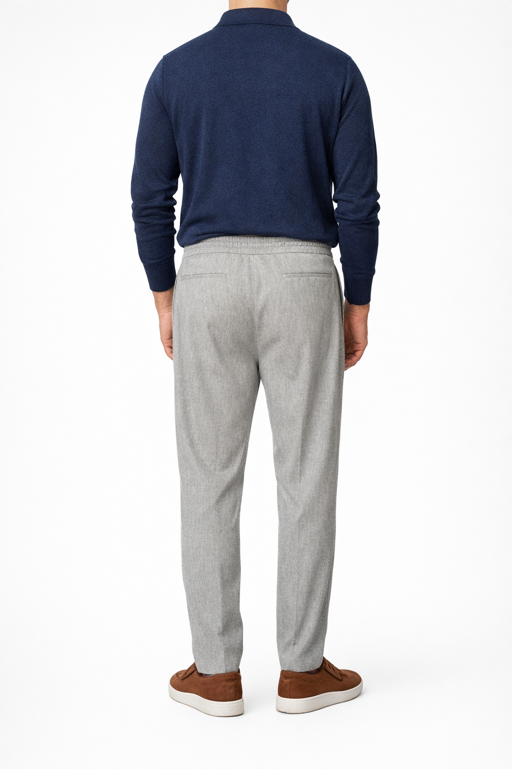 ERMENEGILDO ZEGNA Gray Wool-Cashmere-Silk 14MilMil Drawstring Super 200's