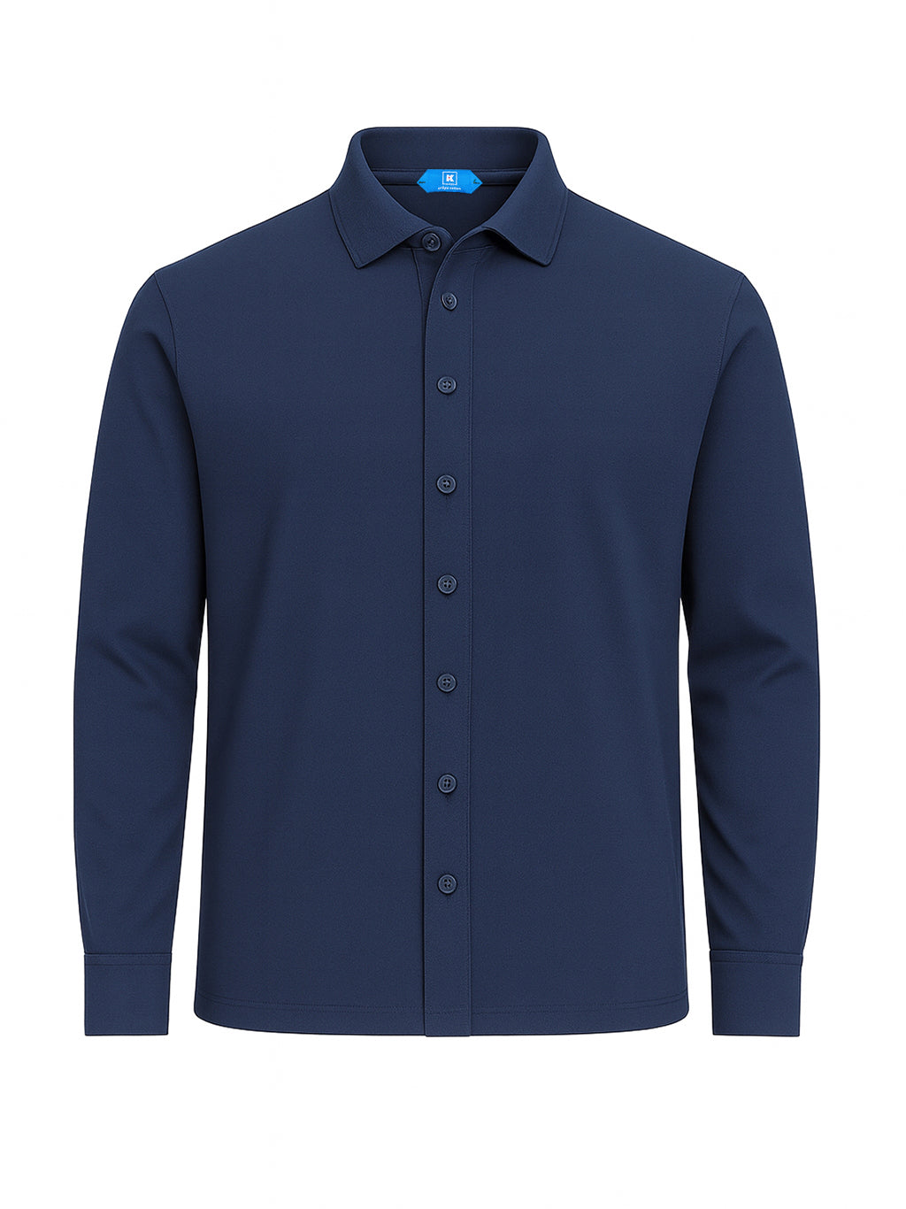 KITON KIRED "Positano" Avio Blue Exclusive Crepe Cotton Long Sleeve Shirt