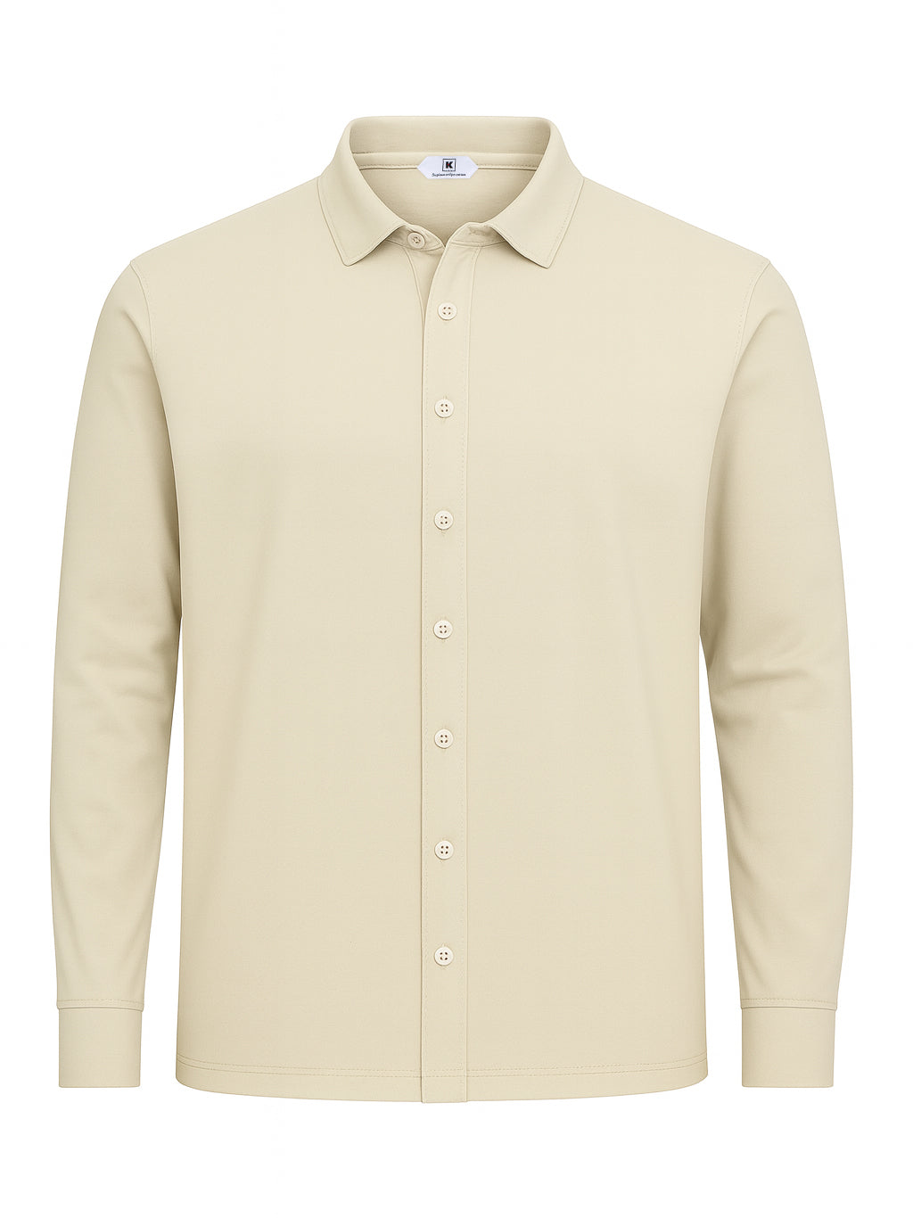 beige color dress shirt Men's Slim Fit Solid Color Dress Shirt (Beige), Beige / Large/16-16.5 Neck/32-33 Sleeve main image 0