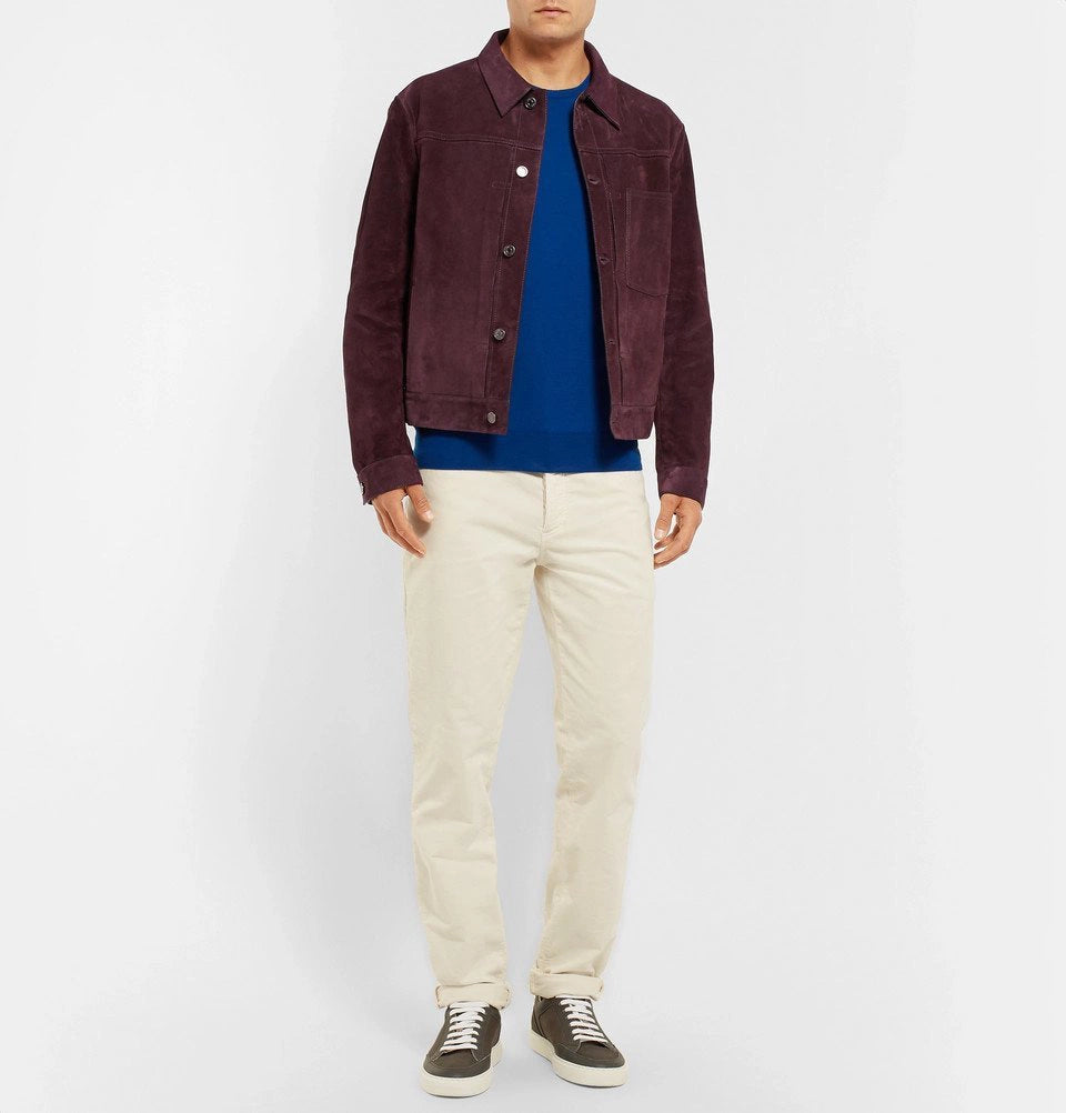 BERLUTI by Haider Ackermann Dark Plum Calfskin Leather Jacket 2018 F/W