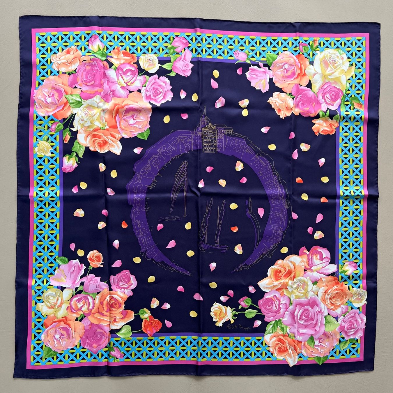 PATEK PHILIPPE Geneve Limited Edition 2015 Multi-Color Floral Silk Scarf Stole NEW