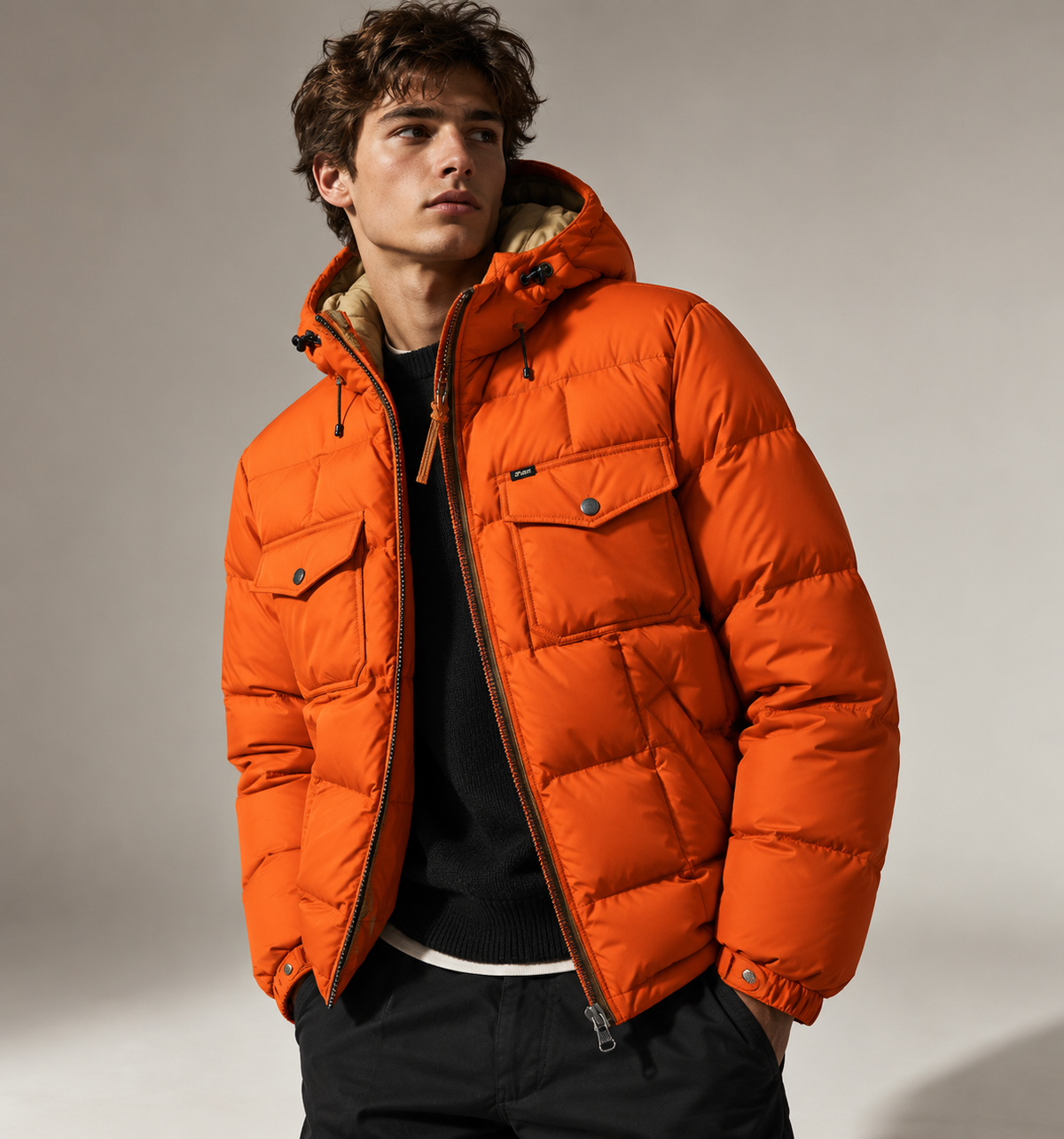 POLO RALPH LAUREN Orange "The Gorham Utility" Down Hooded Jacket Parka