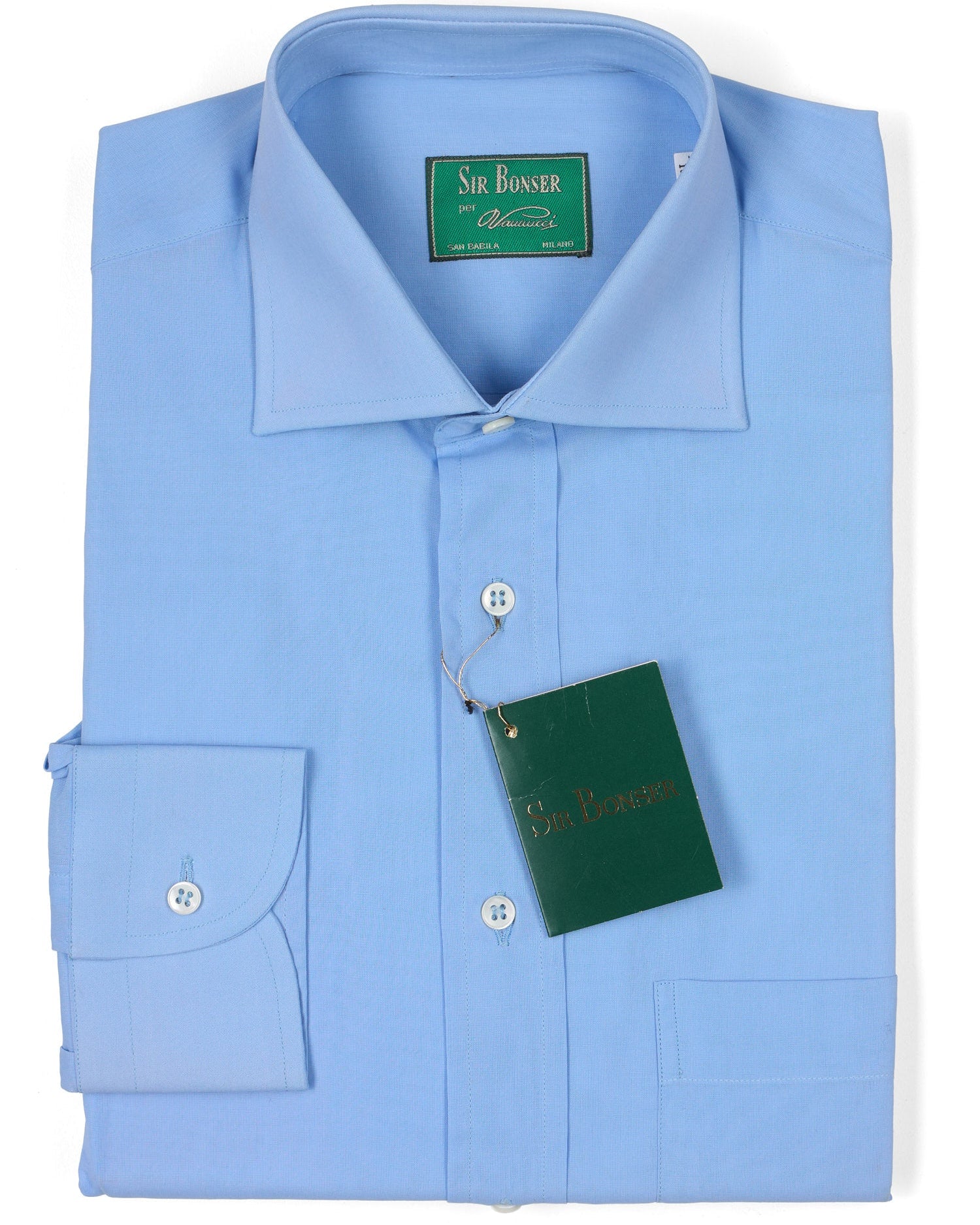 SIR BONSER for Vannucci Blue Cotton Dress Shirt
