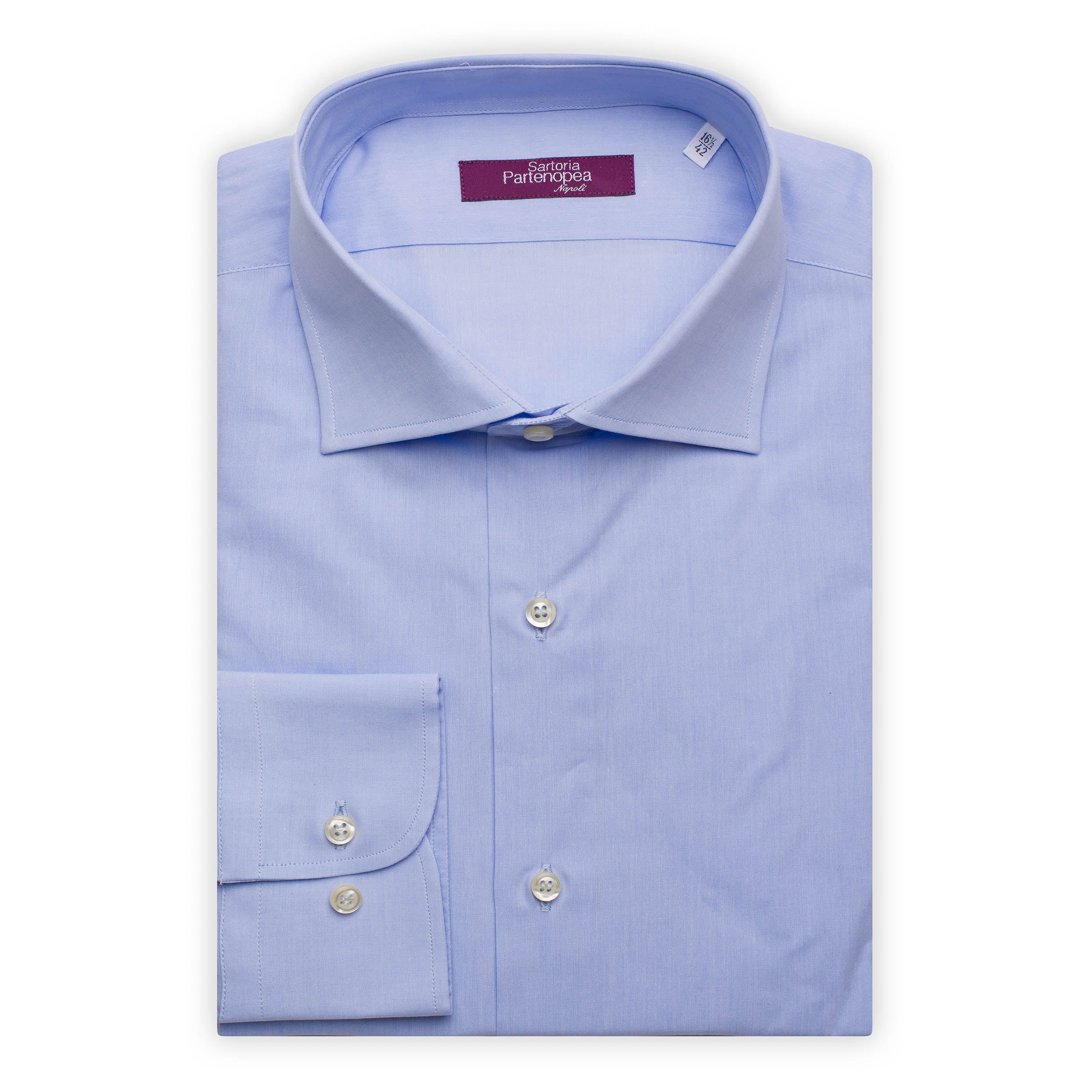 SARTORIA PARTENOPEA Light Blue Cotton Broadcloth Standard Cuff Dress Shirt NEW SARTORIA PARTENOPEA