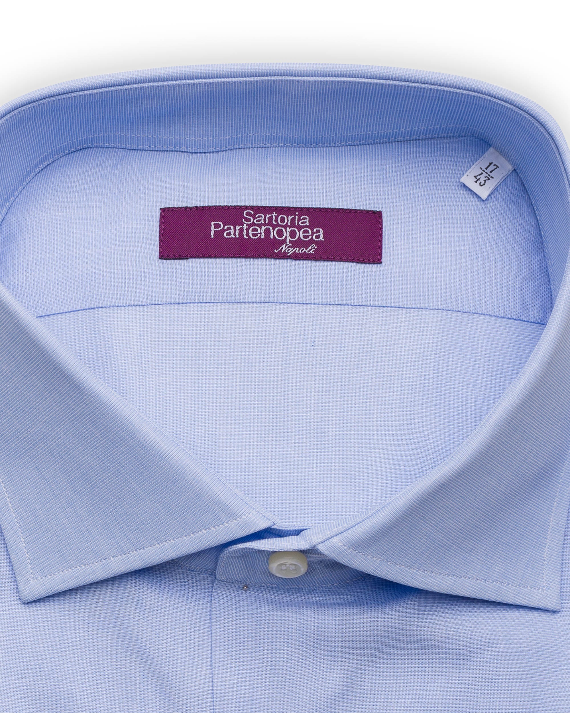 SARTORIA PARTENOPEA Light Blue Cotton End on End Standard Cuff Dress Shirt NEW SARTORIA PARTENOPEA