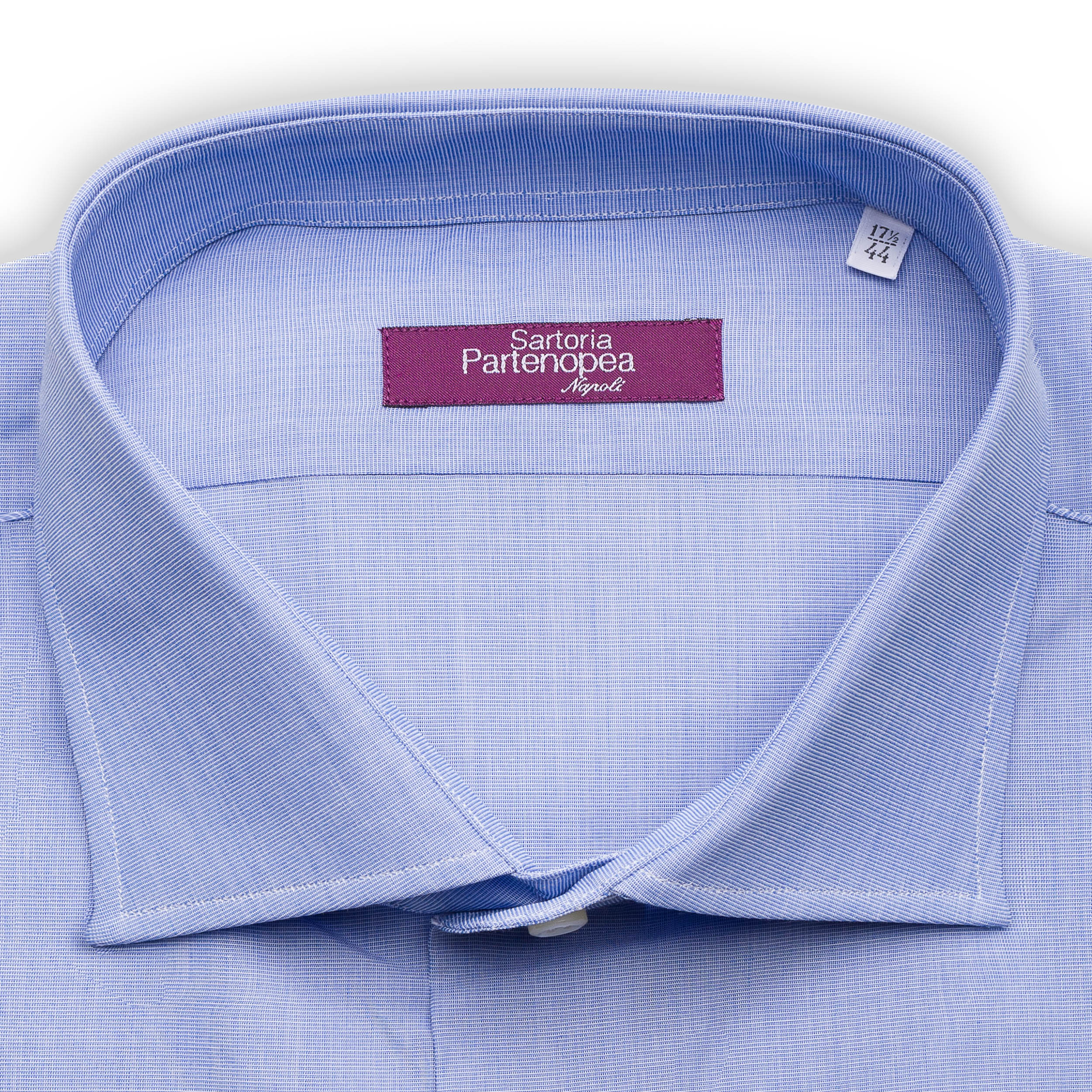 SARTORIA PARTENOPEA Blue Cotton End on End Standard Cuff Dress Shirt NEW SARTORIA PARTENOPEA
