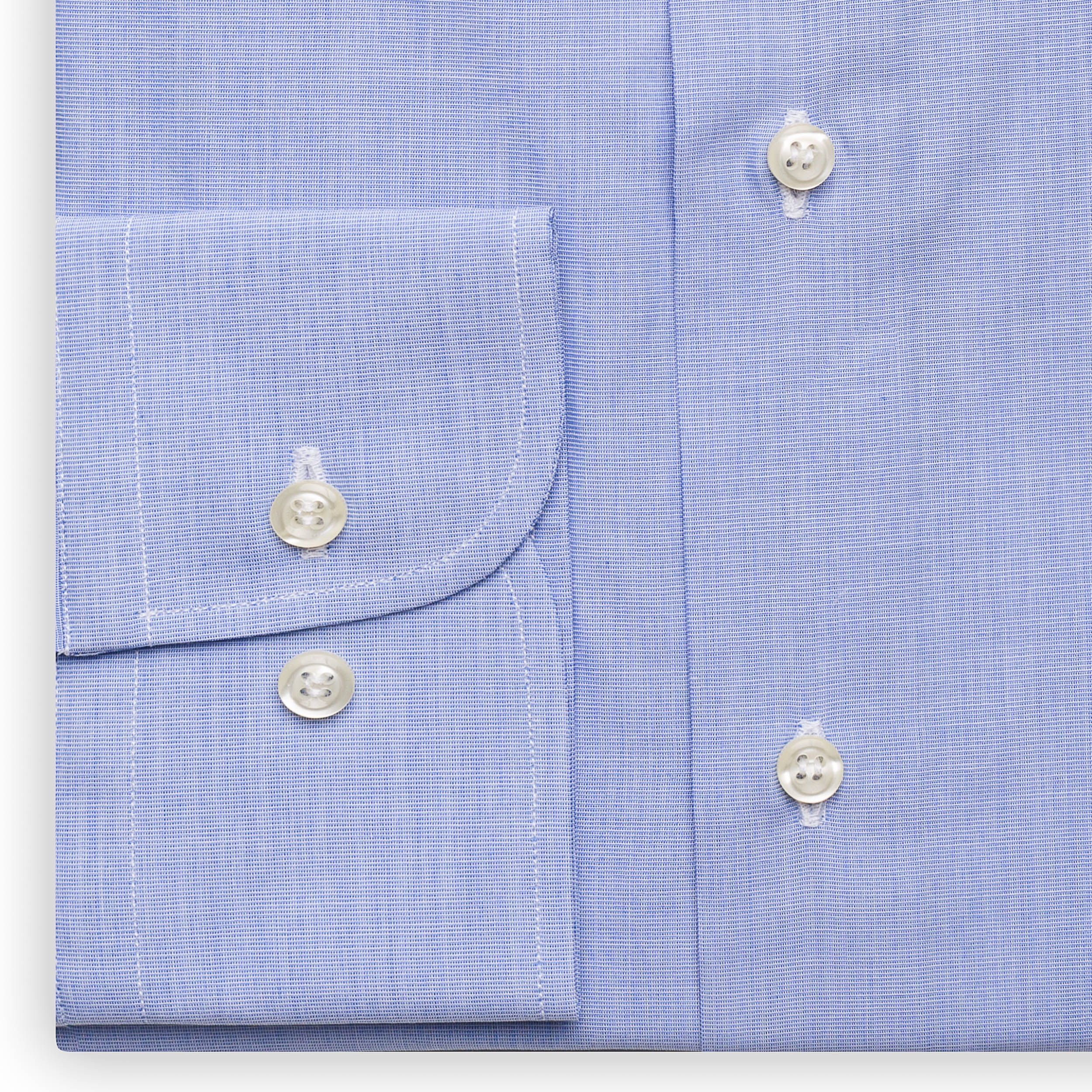 SARTORIA PARTENOPEA Blue Cotton End on End Standard Cuff Dress Shirt NEW SARTORIA PARTENOPEA