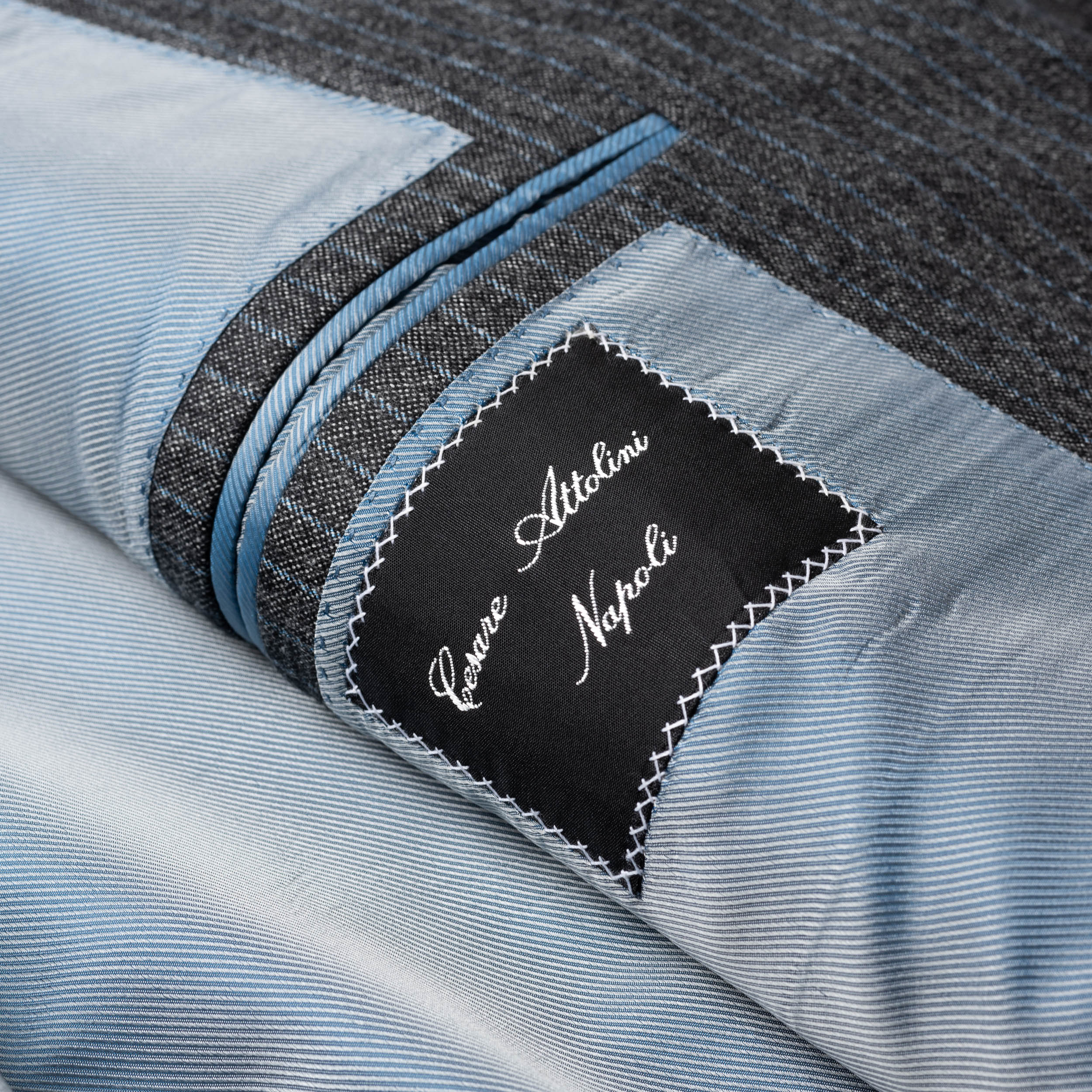 CESARE ATTOLINI Gray Striped Wool Super 120's Cashmere Flannel Suit 60 NEW US 50 CESARE ATTOLINI