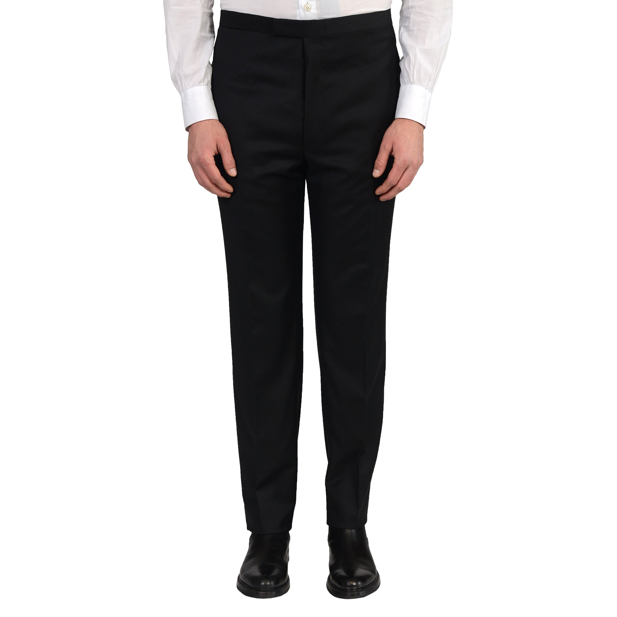 D'AVENZA Handmade Black Wool Super 150's Formal Suit EU 56 NEW US 46 D'AVENZA