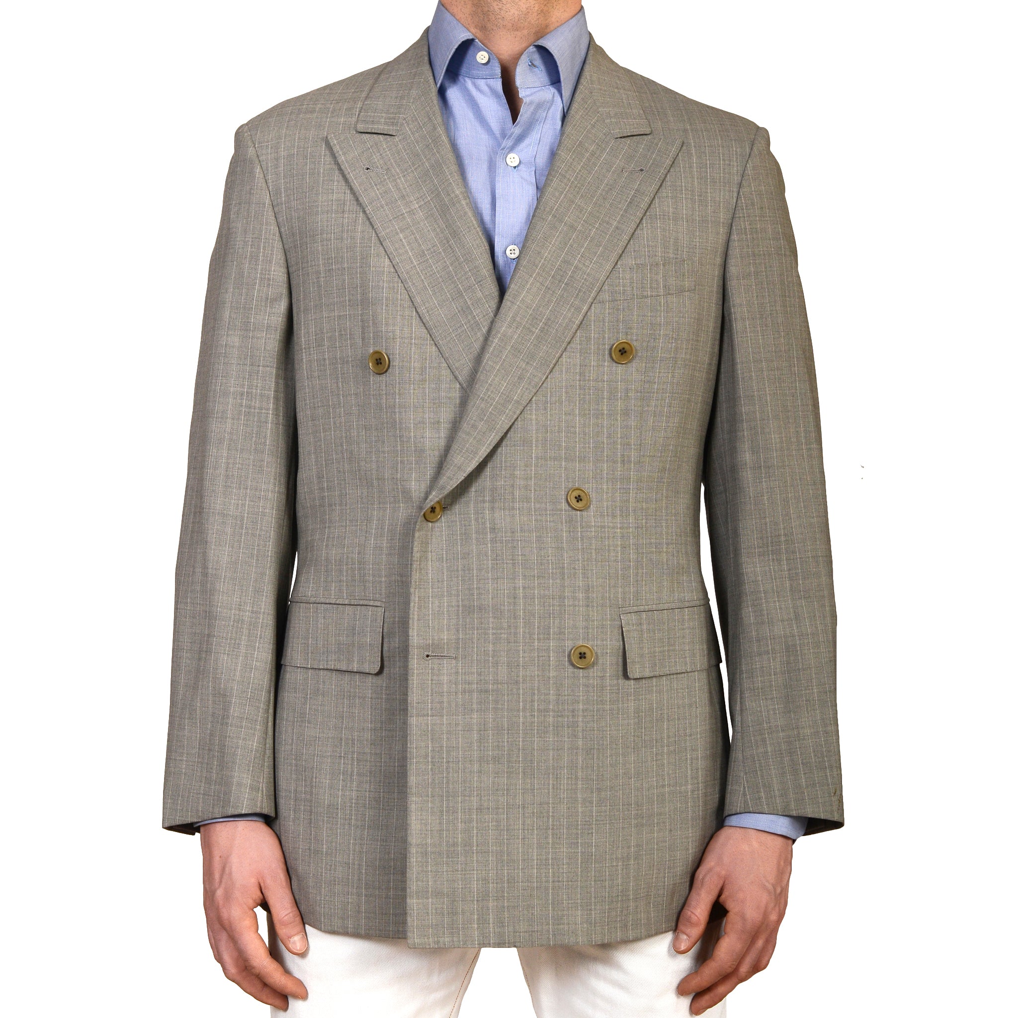 D'AVENZA Roma Gray Wool Super 120's DB Blazer Jacket EU 50 NEW US 40 D'AVENZA