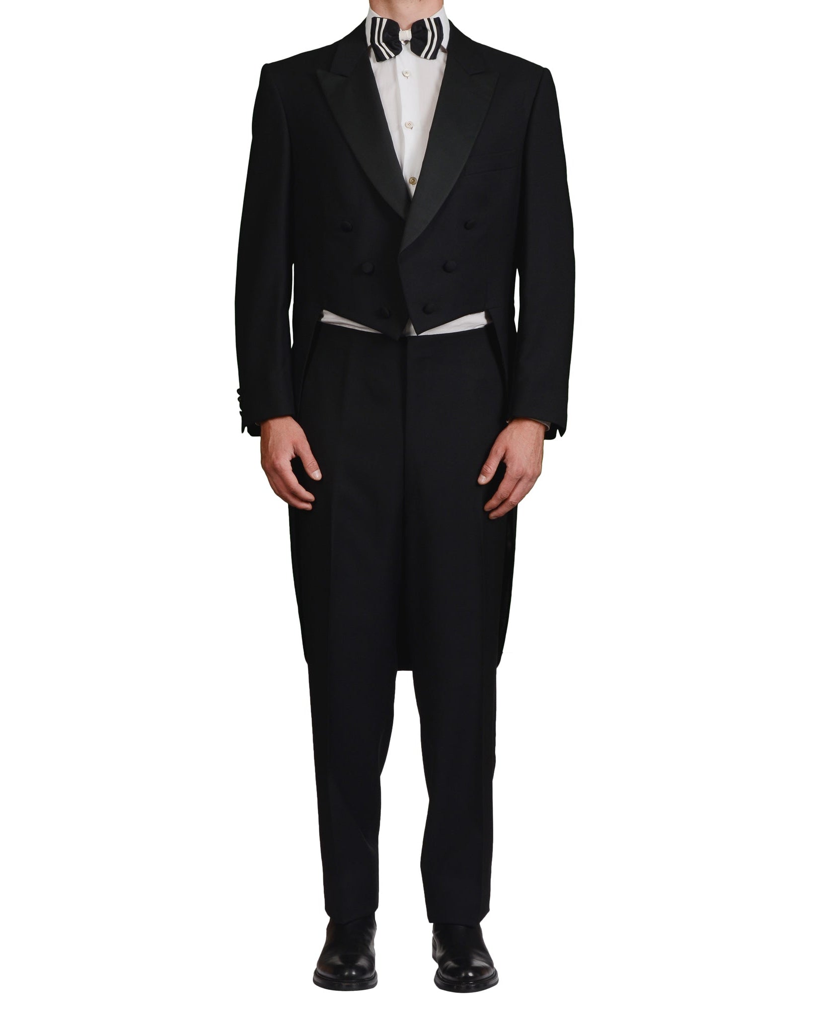 BIJAN Handmade Black Wool Mohair DB Tail Coat Frock Suit EU 58 NEW US 48 Luxury BIJAN