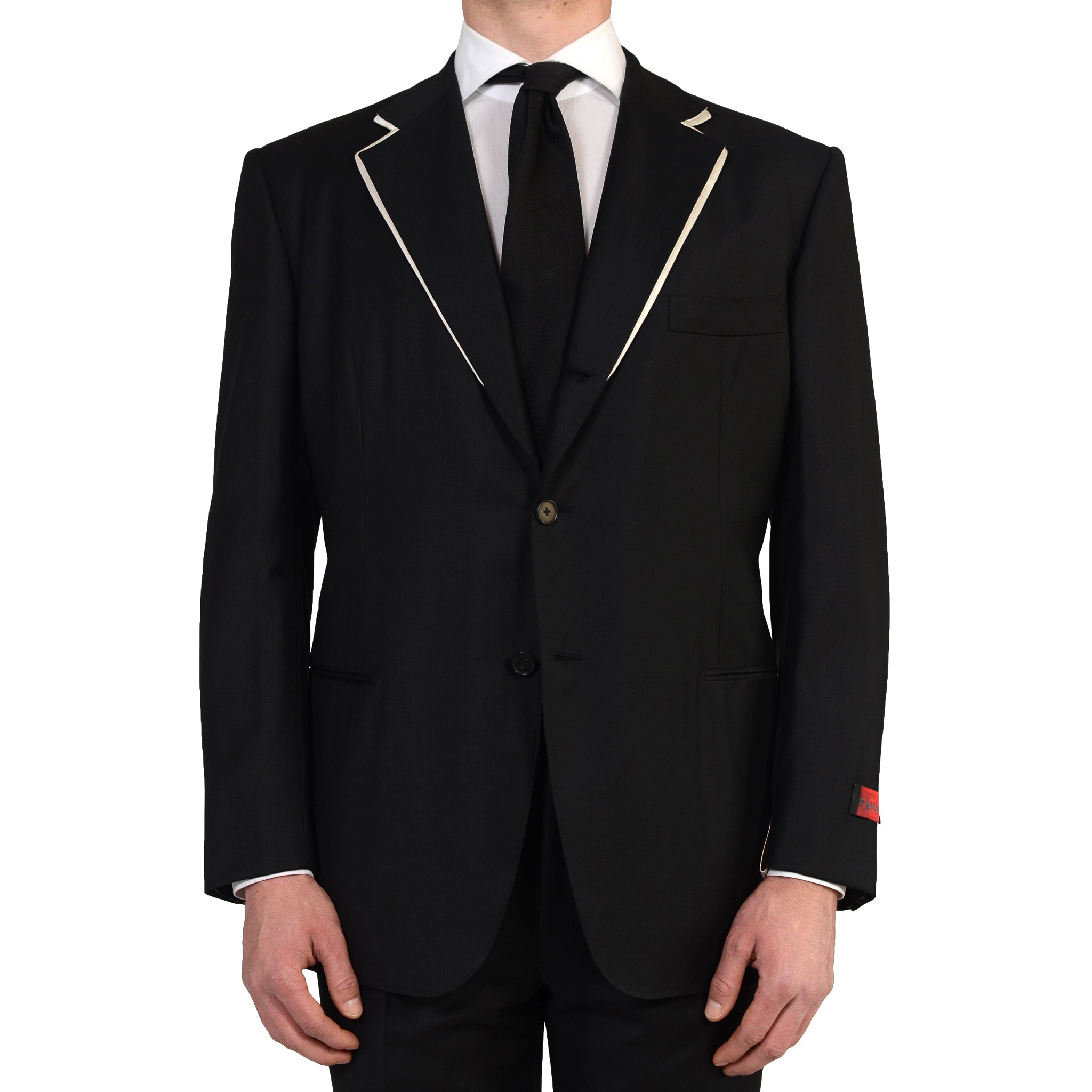 D'AVENZA Handmade Black Wool Super 150's Formal Suit EU 56 NEW US 46 D'AVENZA