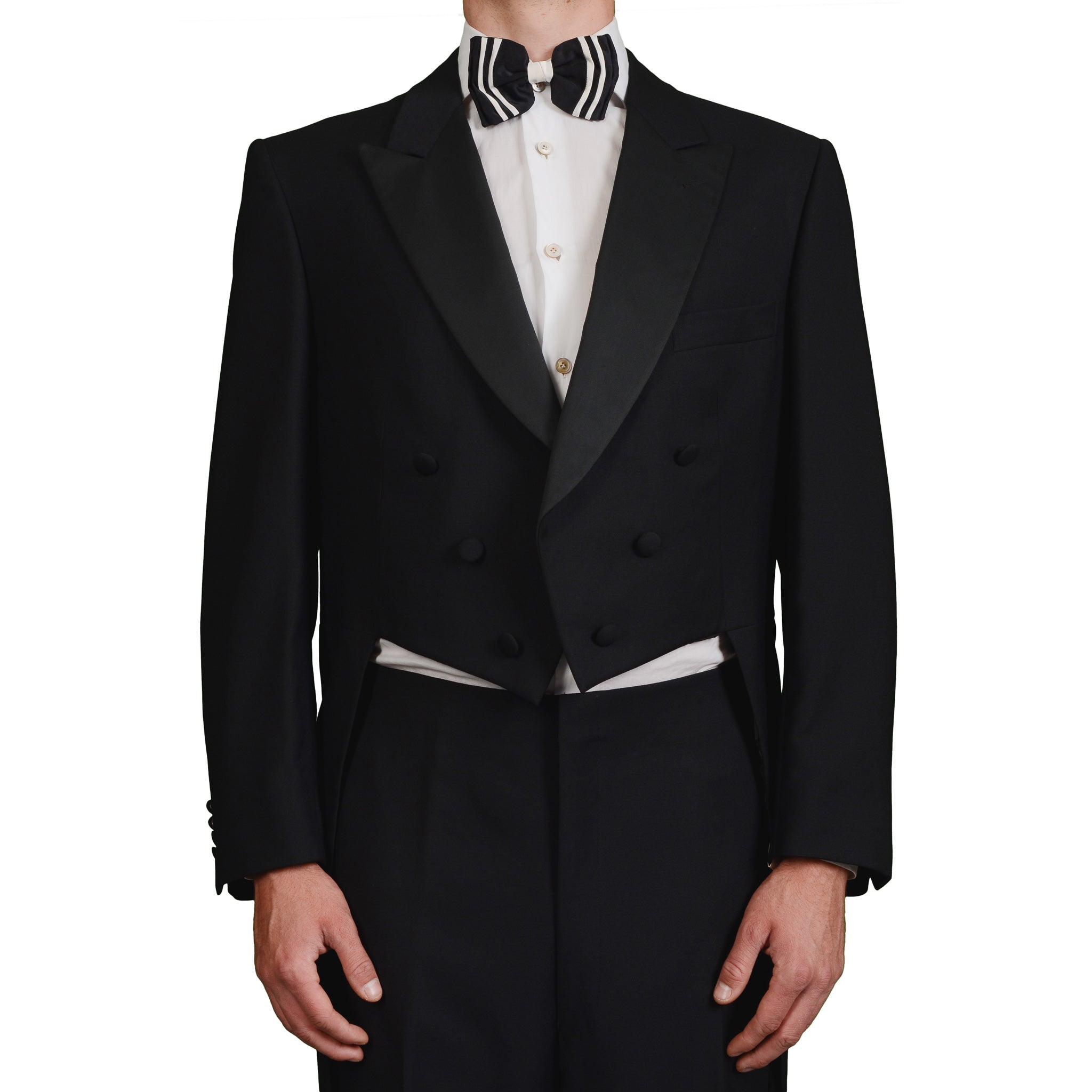 BIJAN Handmade Black Wool Mohair DB Tail Coat Frock Suit EU 58 NEW US 48 Luxury BIJAN