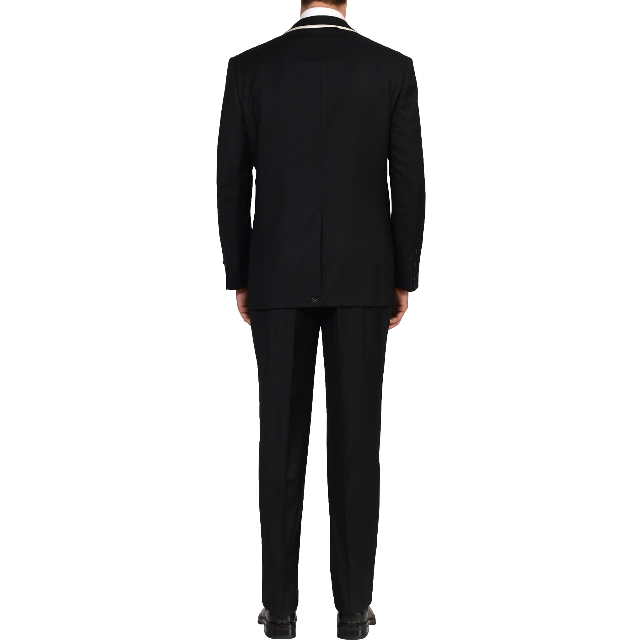 D'AVENZA Handmade Black Wool Super 150's Formal Suit EU 56 NEW US 46 D'AVENZA