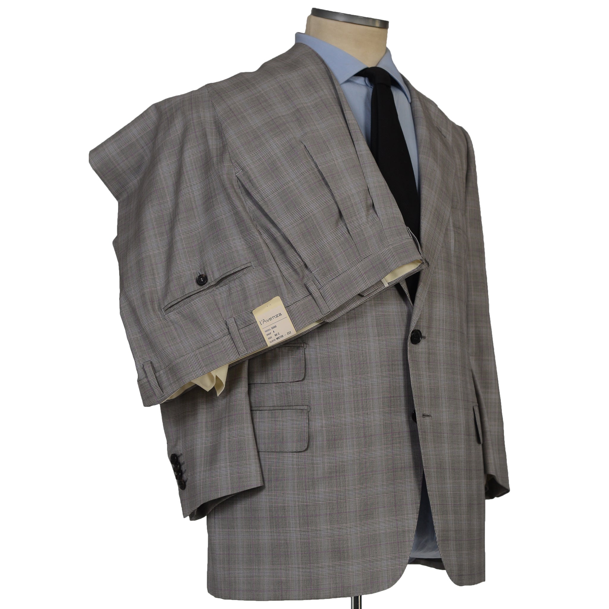 D'AVENZA Handmade Gray Cashmere Silk Suit EU 60 NEW US 50 Short D'AVENZA