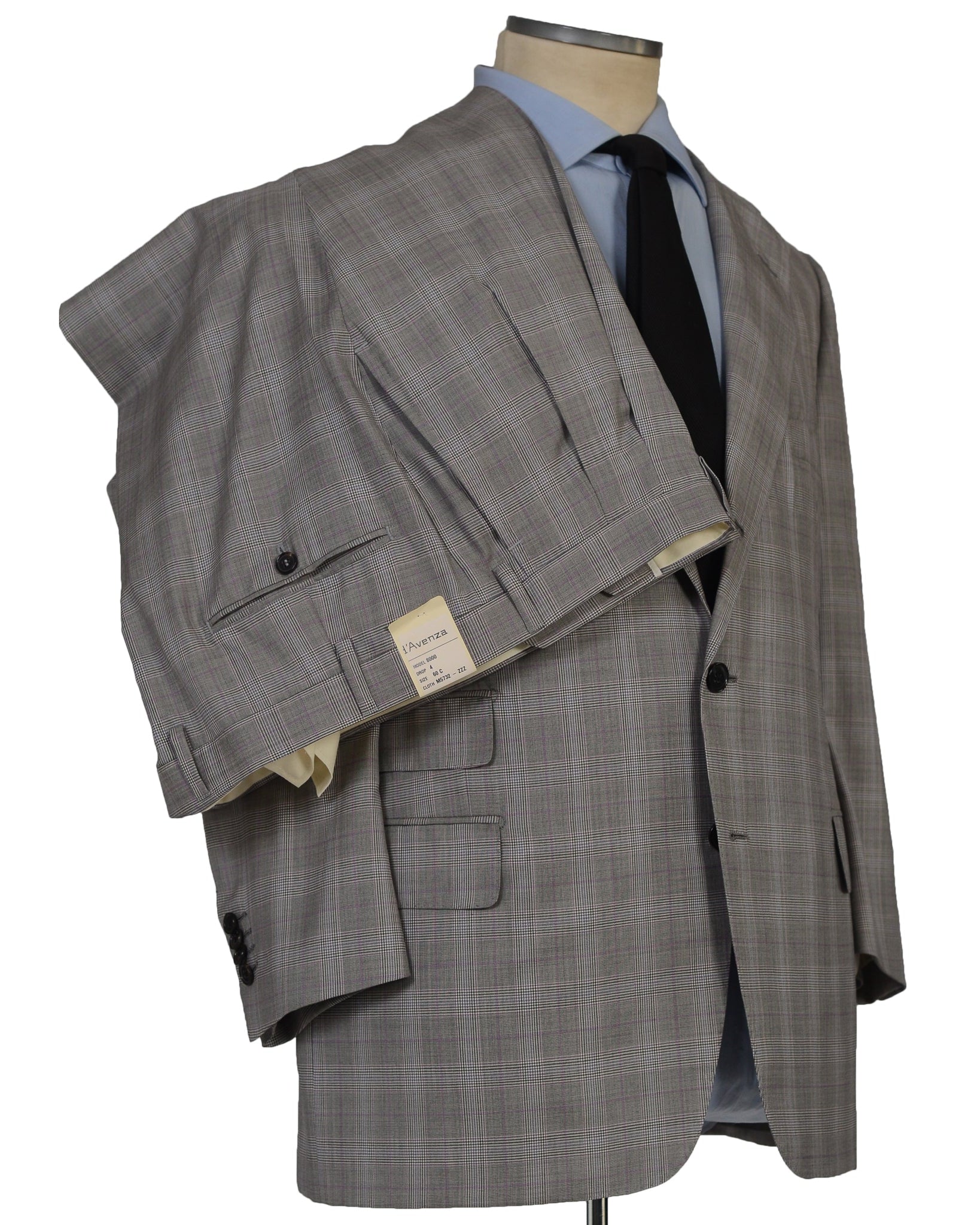 D'AVENZA Handmade Gray Cashmere Silk Suit EU 60 NEW US 50 Short D'AVENZA