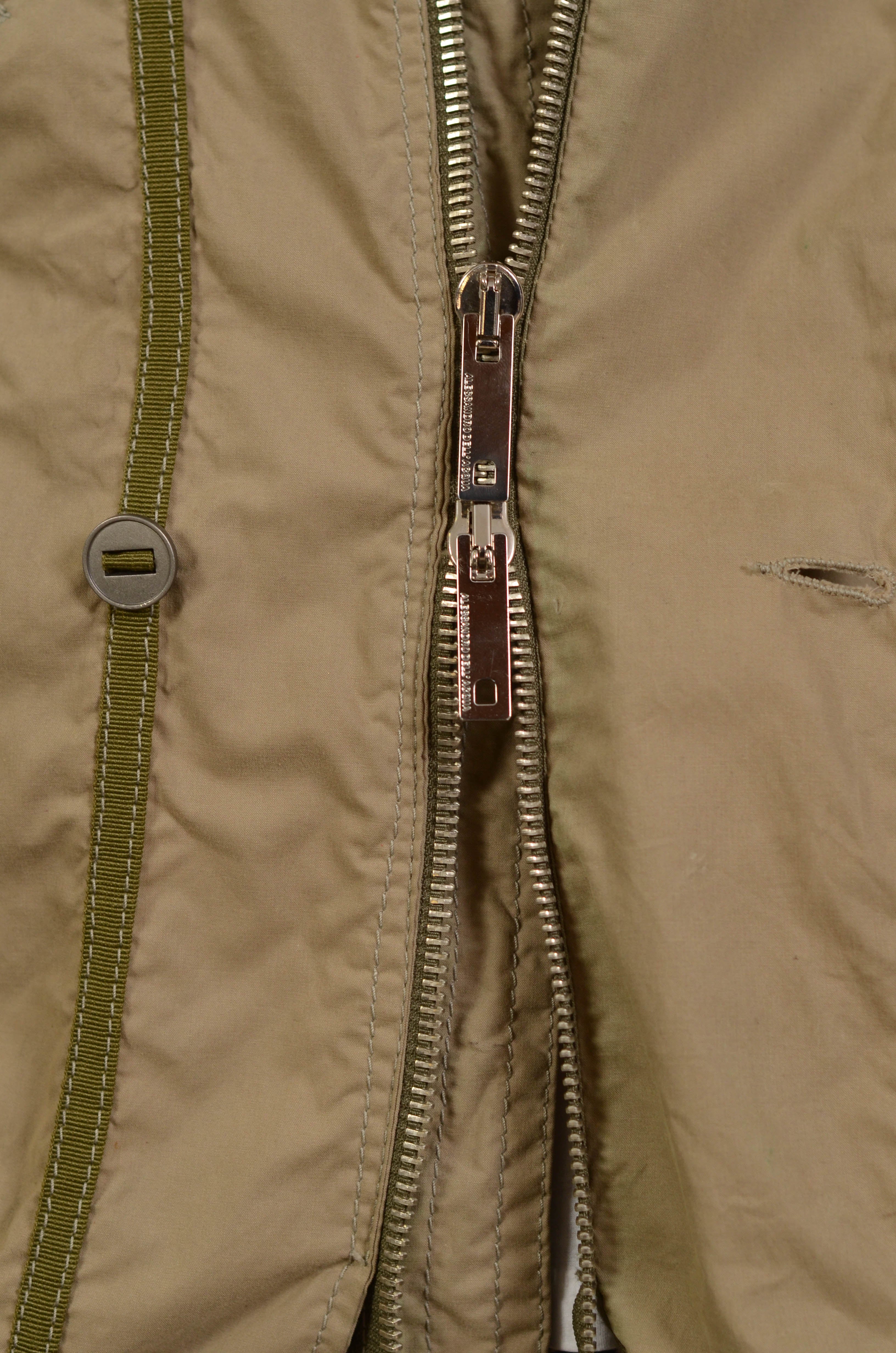 ALESSANDRO DELL'ACQUA Olive Green Cotton Hidden Hooded Field Jacket EU 50 US M ALESSANDRO DELL'ACQUA