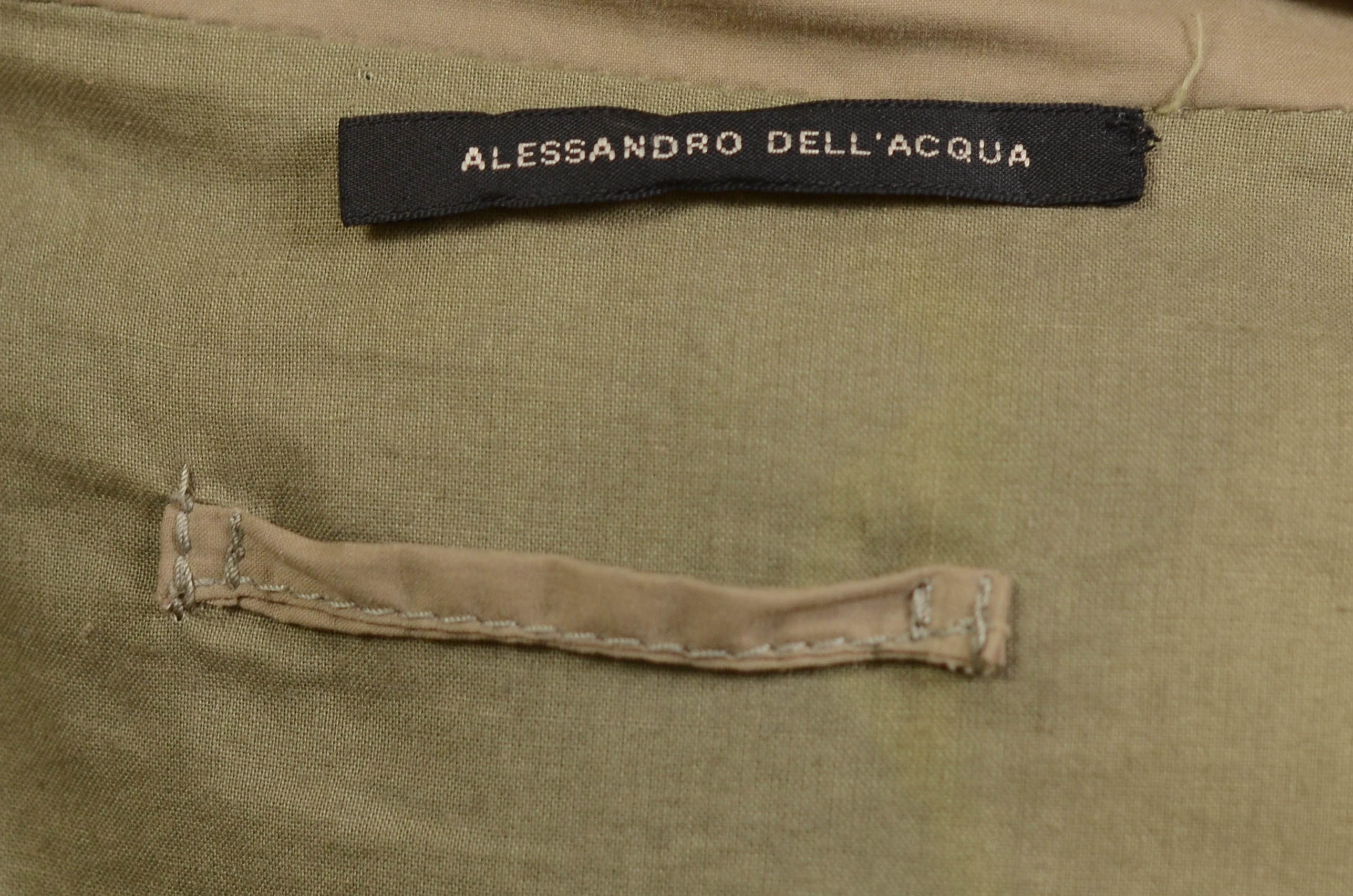 ALESSANDRO DELL'ACQUA Olive Green Cotton Hidden Hooded Field Jacket EU 50 US M ALESSANDRO DELL'ACQUA