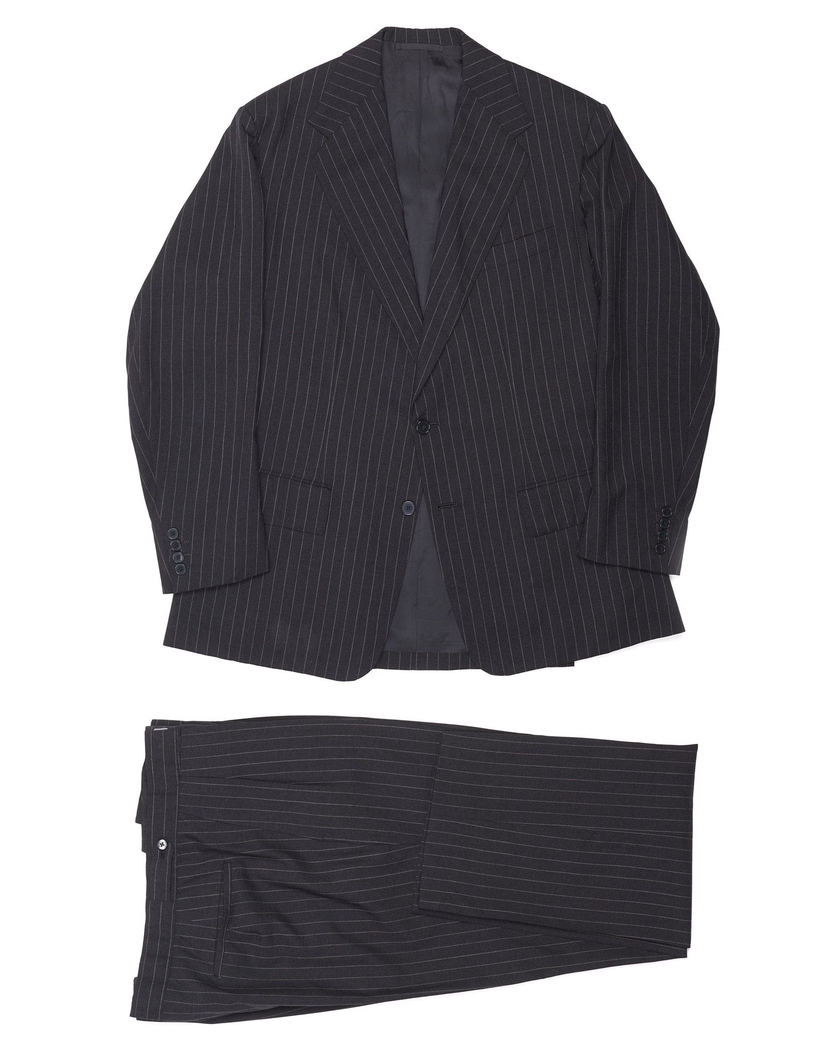 ANDERSON & SHEPPARD Savile Row Bespoke Gray Striped Wool-Mohair Suit US 44 ANDERSON & SHEPPARD