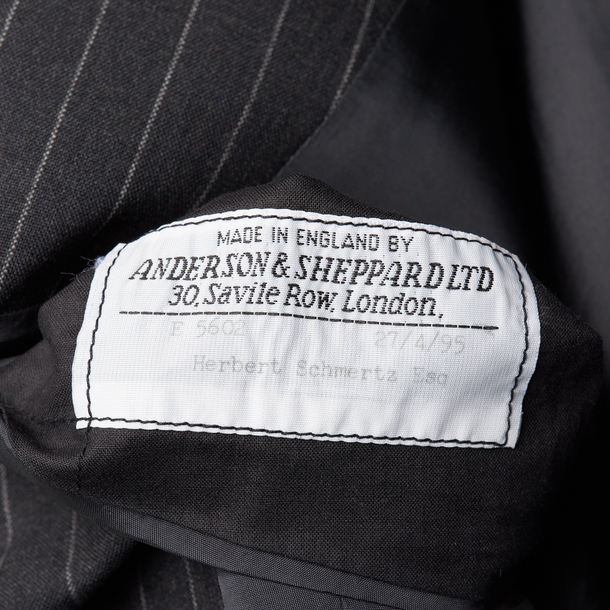 ANDERSON & SHEPPARD Savile Row Bespoke Gray Striped Wool-Mohair Suit US 44 ANDERSON & SHEPPARD