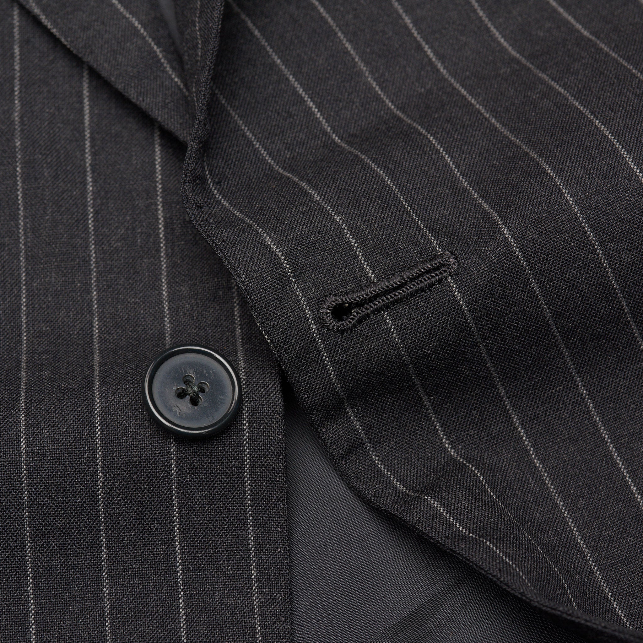 ANDERSON & SHEPPARD Savile Row Bespoke Gray Striped Wool-Mohair Suit US 44 ANDERSON & SHEPPARD