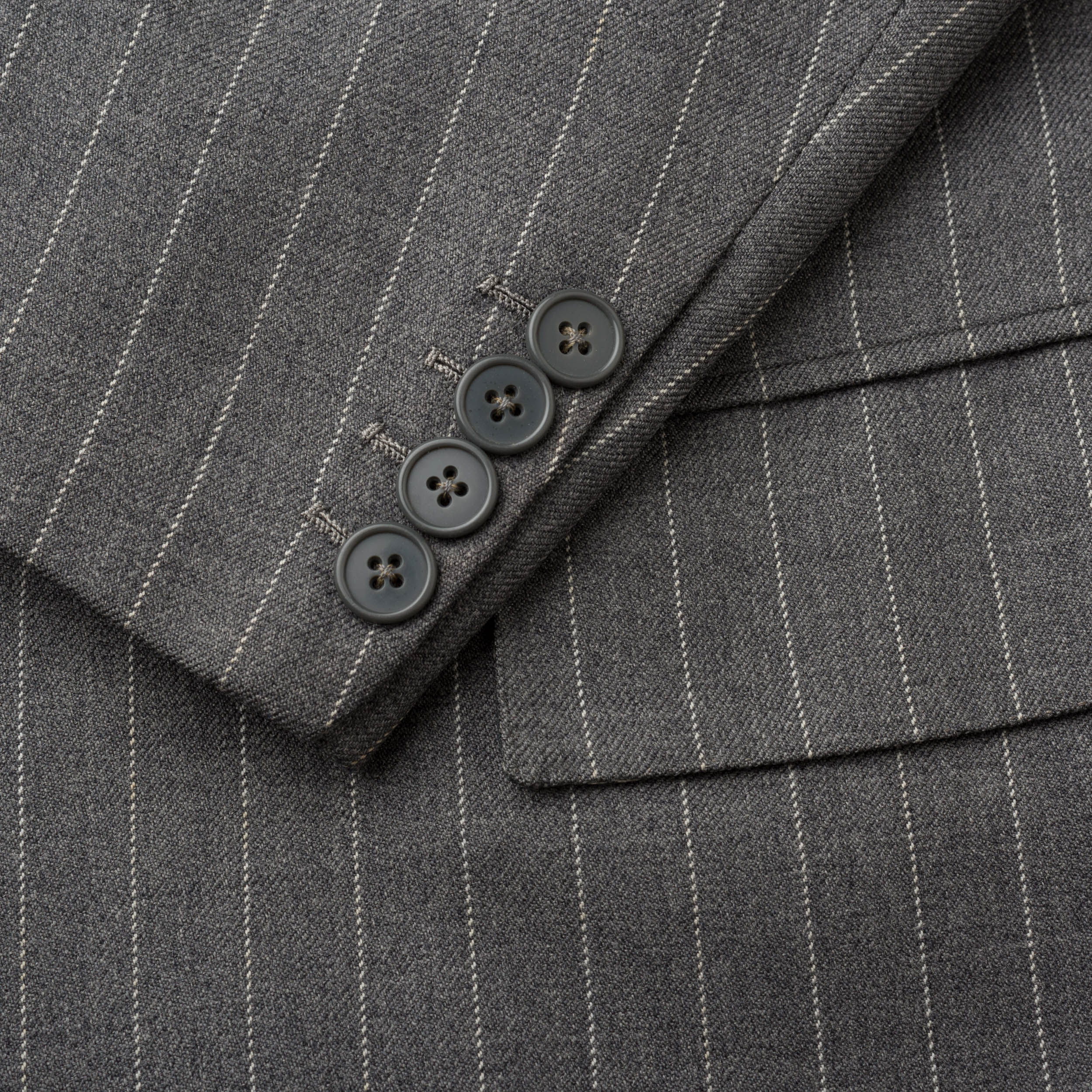 ANDERSON & SHEPPARD Savile Row Bespoke Gray Striped Wool DB Suit US 44 ANDERSON & SHEPPARD