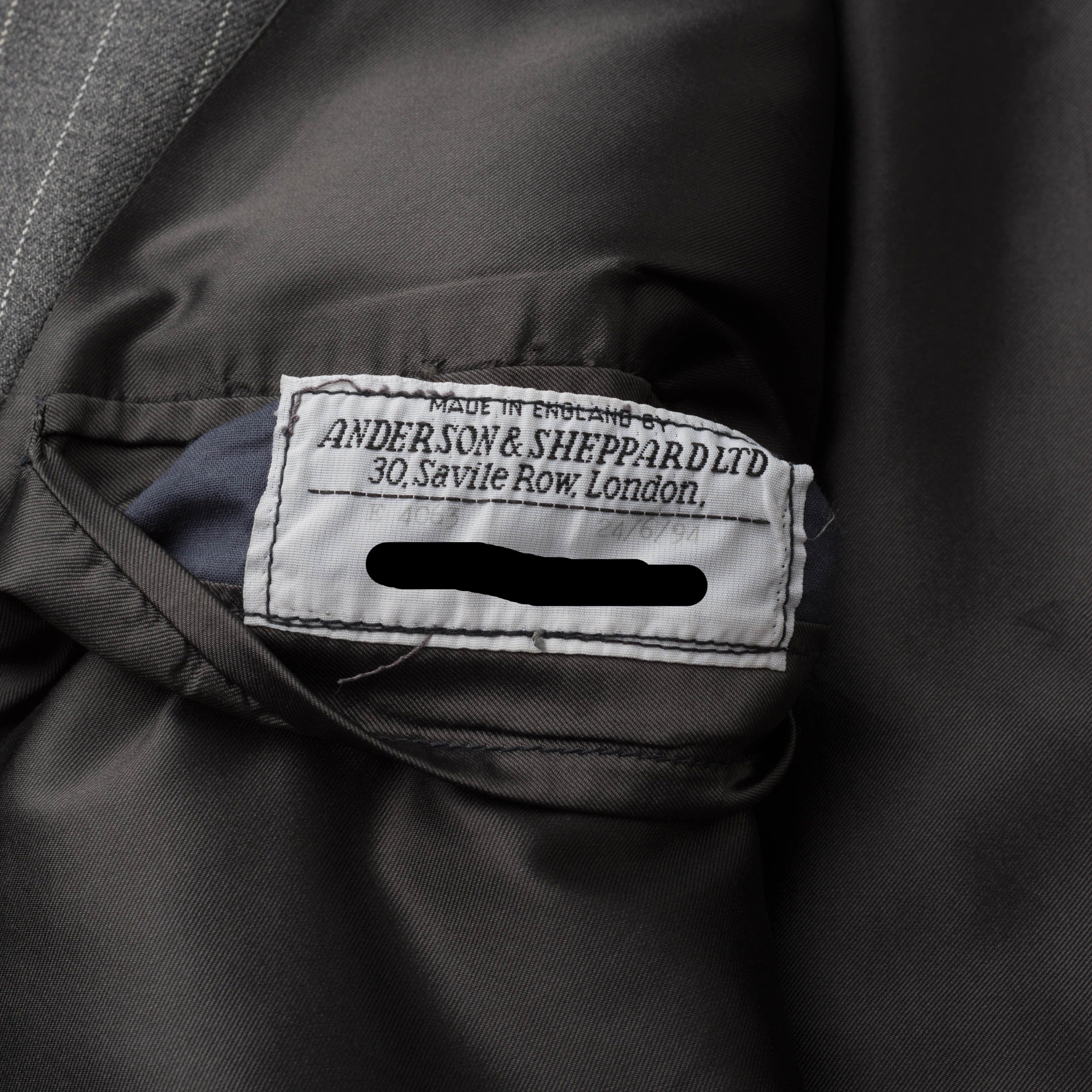 ANDERSON & SHEPPARD Savile Row Bespoke Gray Striped Wool DB Suit US 44 ANDERSON & SHEPPARD