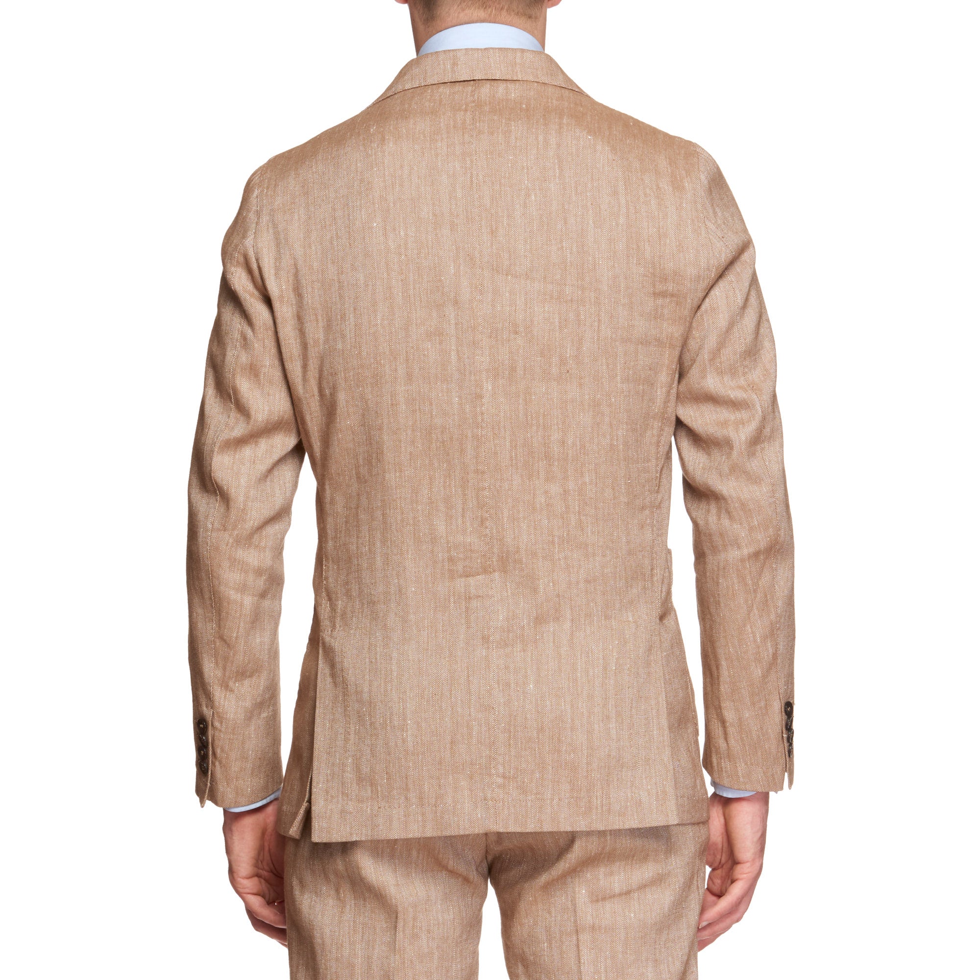 ANTÉ Napoli Tan Herringbone Linen-Cotton Unlined Suit NEW Slim Fit ANTÉ